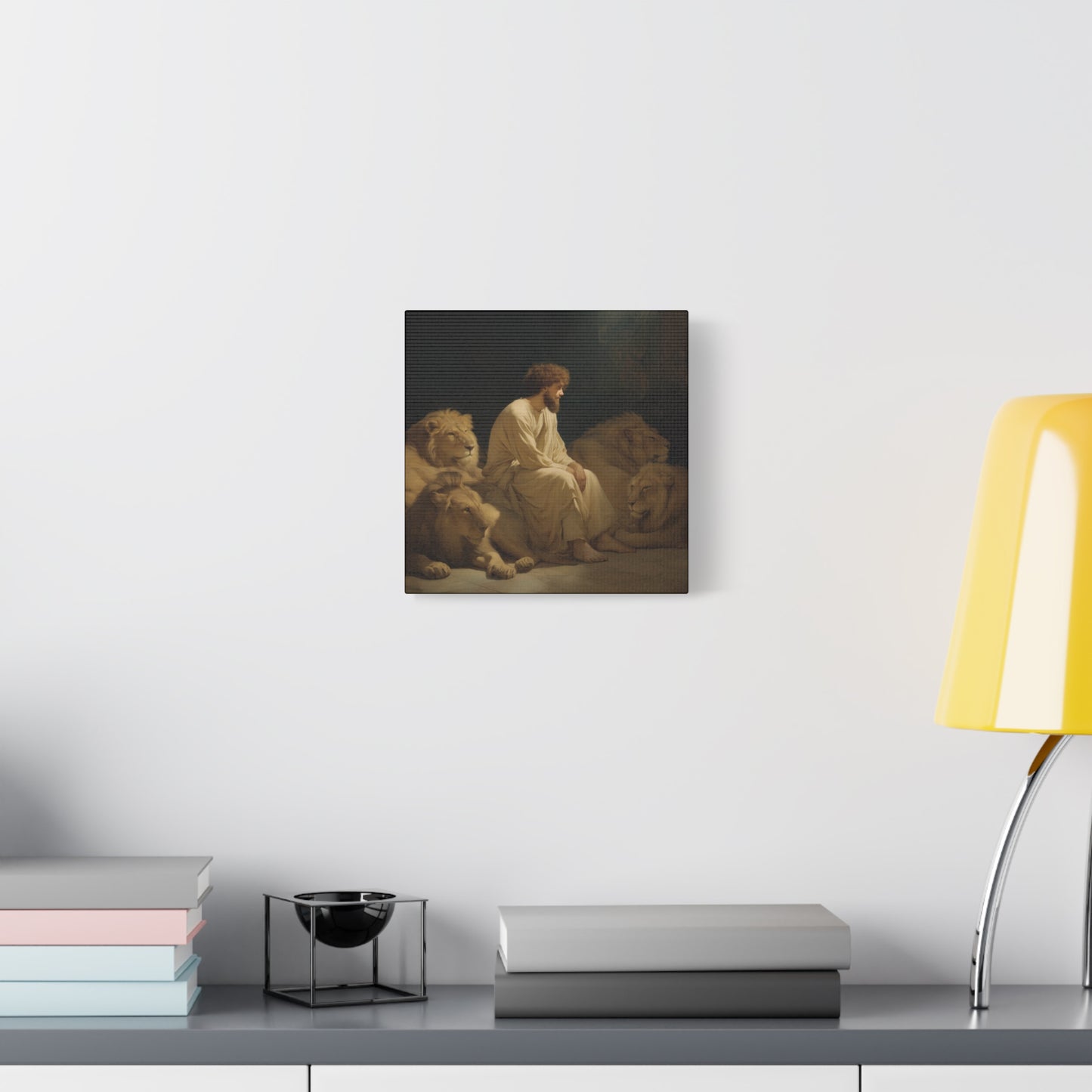 Faith Amid the Beasts - Daniel in the Lions Den -  Museum Wrapped Canvas - Sanctified Souls Print - Religious Art for your Home