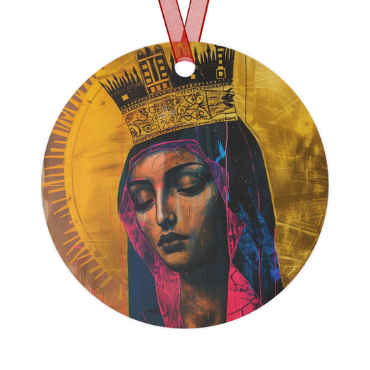 Mother Mary - Queen of the Universe Metal Ornament - Religious Holiday Christmas Ornament and Keepsake - Catholic Keepsake