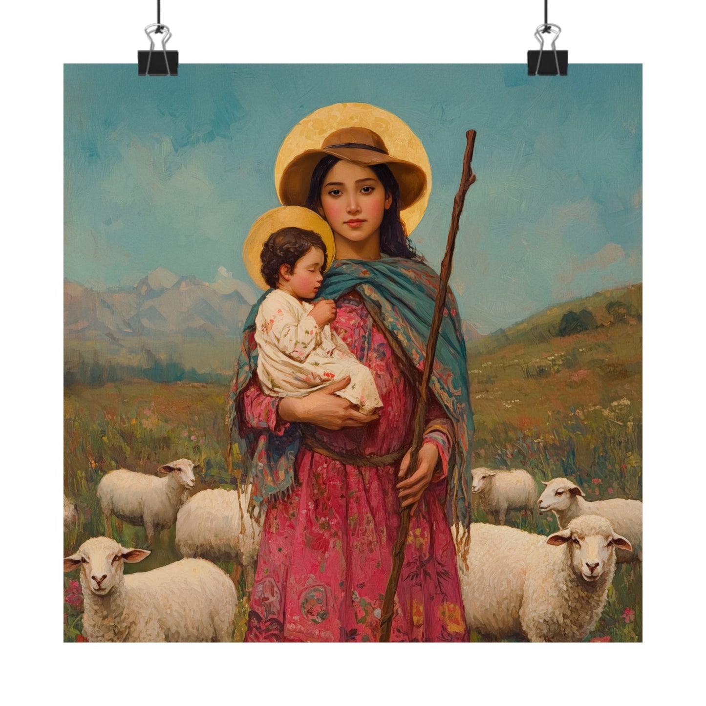 Divina Pastora - Divine Shepherdess - Marian Title - Mother Mary - Sanctified Souls Print - Multiple Sizes - Premium Matte Vertical Posters