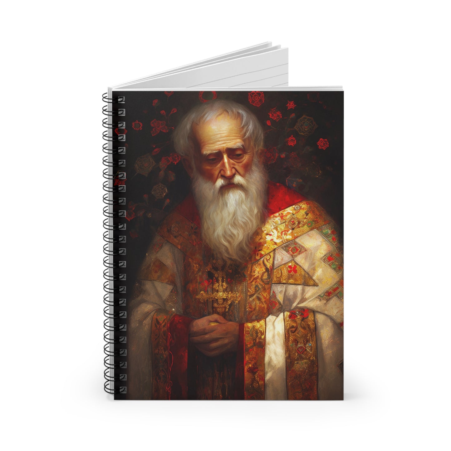 Saint Nicholas Journal - Sanctified Souls Art - Religious Based Notebook - Spiral Notebook - Ruled Line