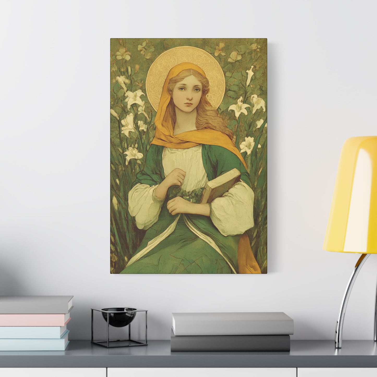 Saint Dymphna - Museum Wrapped Canvas - Sanctified Souls Print - Religious Art for your Home
