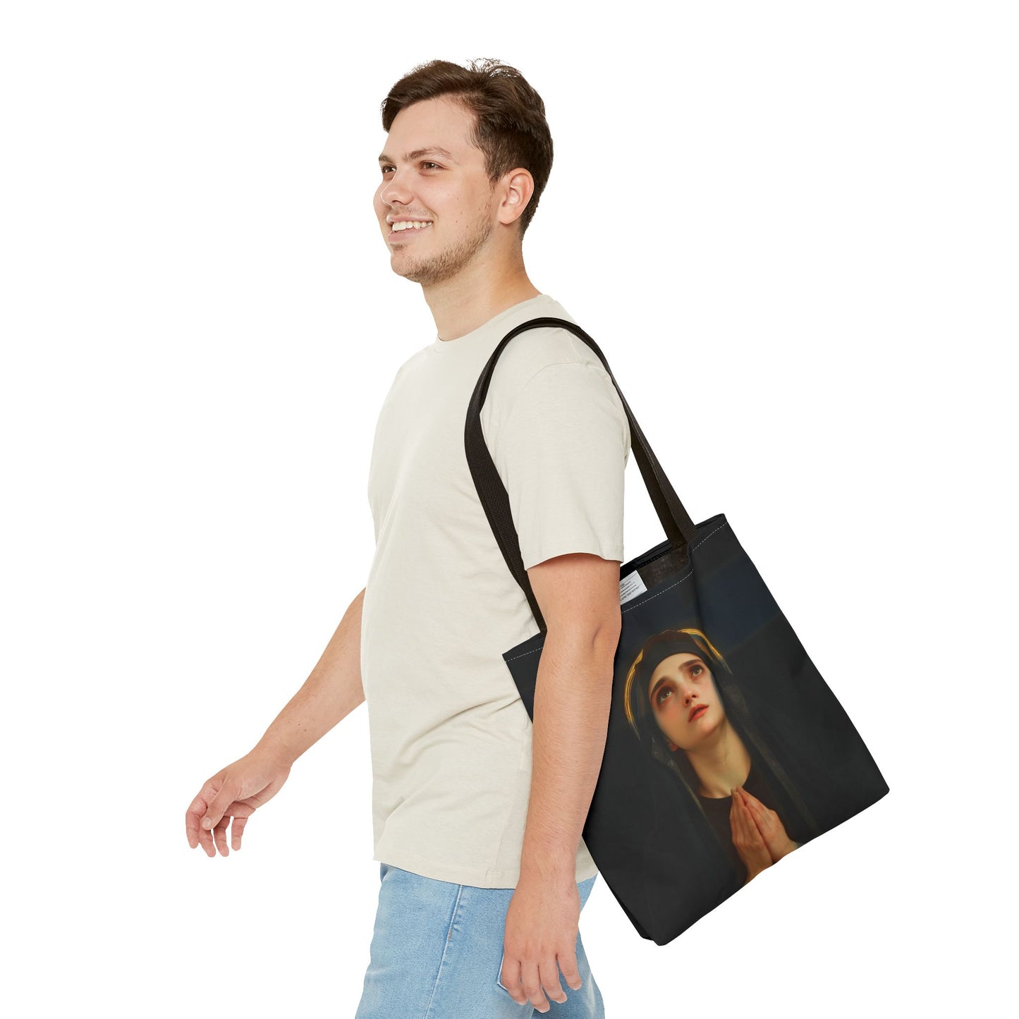 Our Lady of the Cross - Mother Mary  - Our Lady of the Crucifix - Marian Art - Tote Bag - Large Medium Small Faith Art Bag - Tote Purse