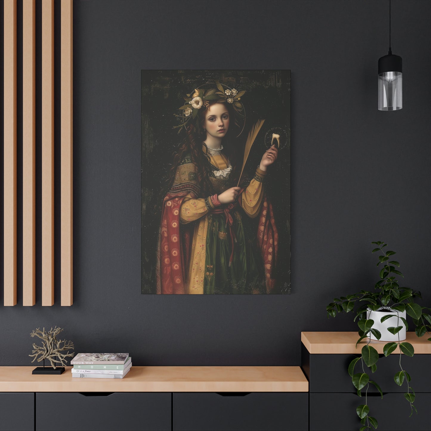 Saint Apollonia - Museum Wrapped Canvas - Print - Religious Art for your Home - Catholic art print - prayer room art