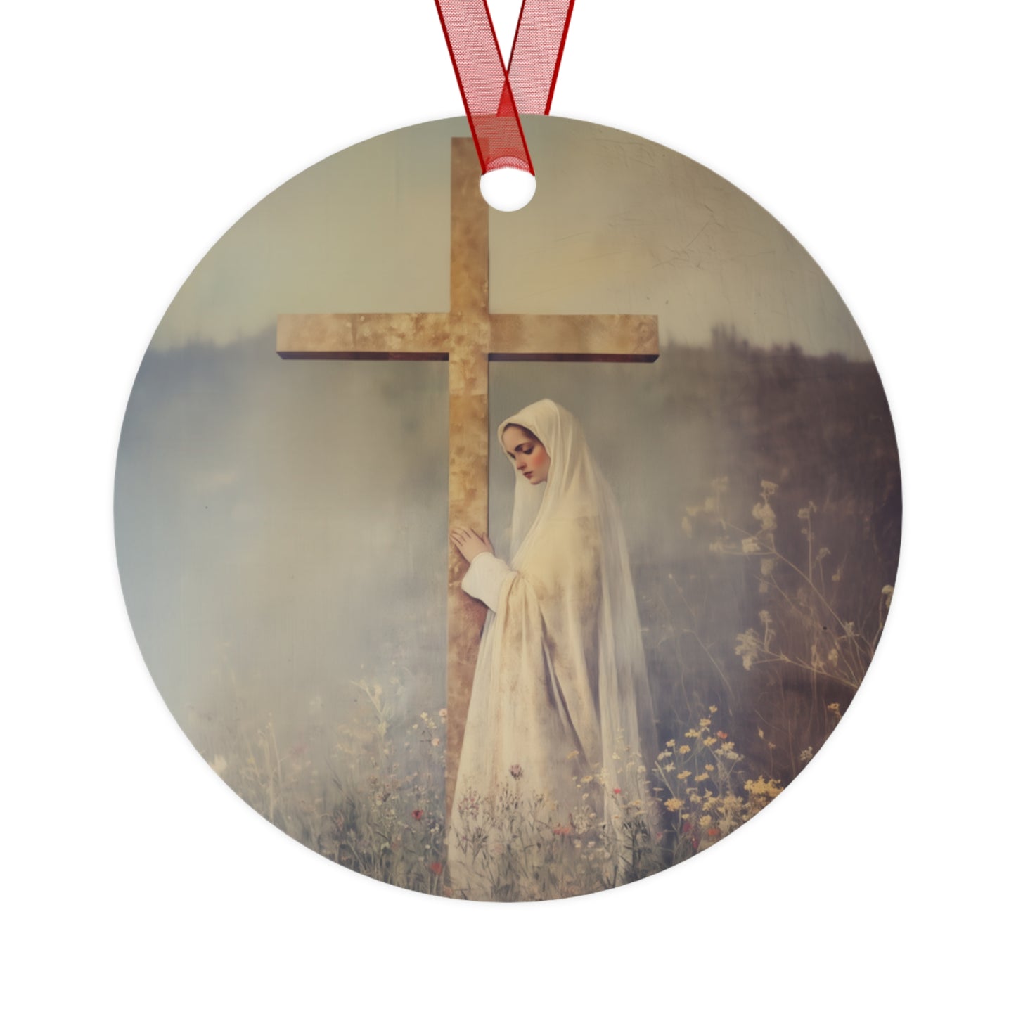 The Feast of the Exaltation of the Holy Cross Metal Ornament - Religious Holiday Christmas Ornament and Keepsake - Prayer Ornament