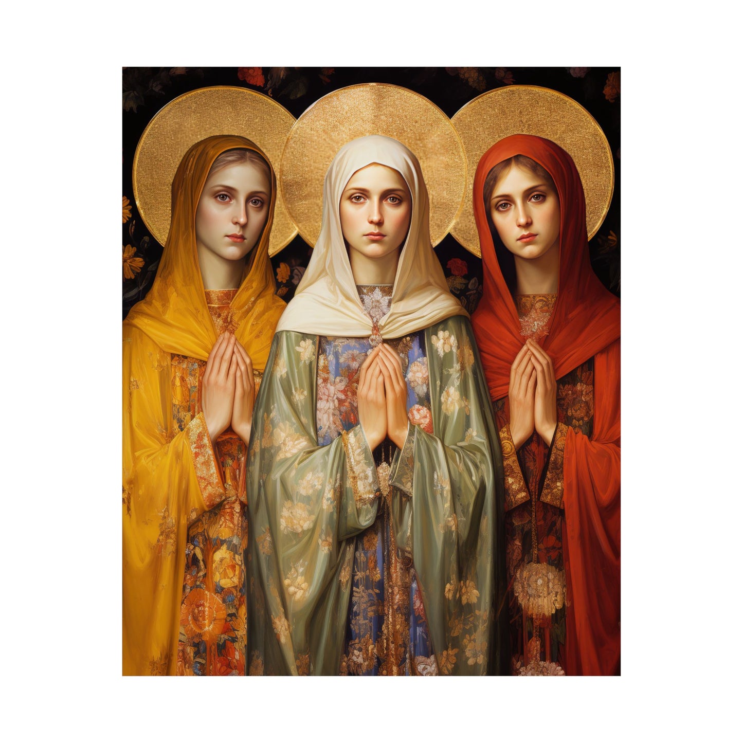 Saints Metrodora, Nymphodora and Menodora - Sanctified Souls Print - Multiple Sizes - Premium Matte Vertical Posters