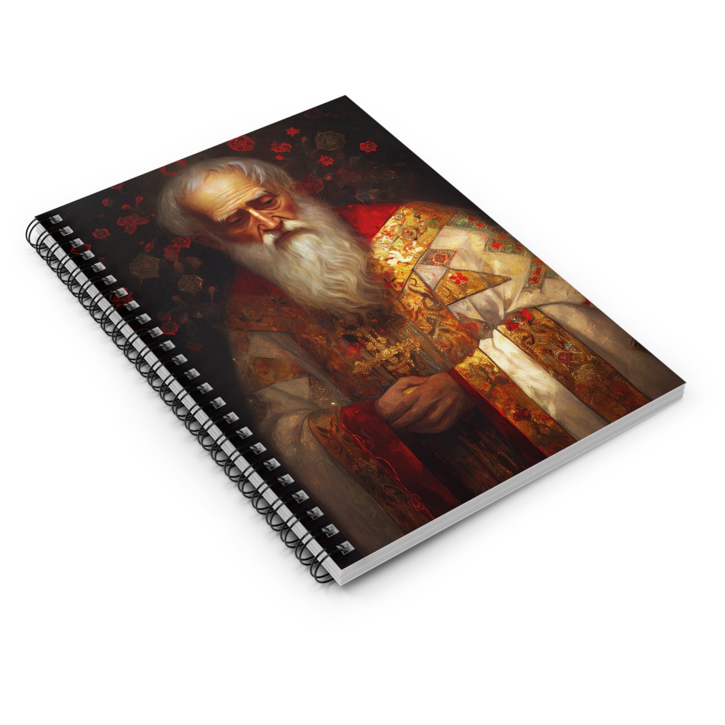 Saint Nicholas Journal - Sanctified Souls Art - Religious Based Notebook - Spiral Notebook - Ruled Line