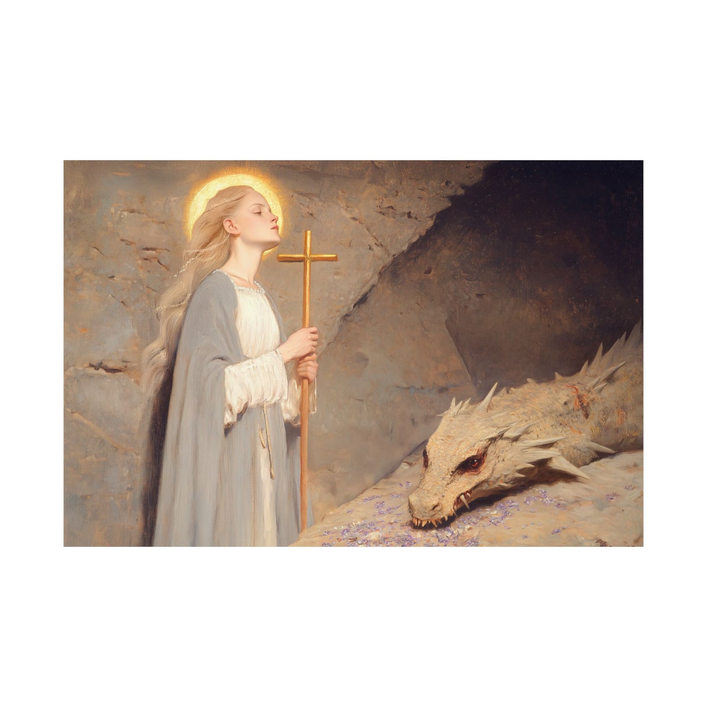 Saint Margaret of Antioch - Sanctified Souls Print - Multiple Sizes - Premium Posters - Catholic Art - Christian Home Decor Artwork