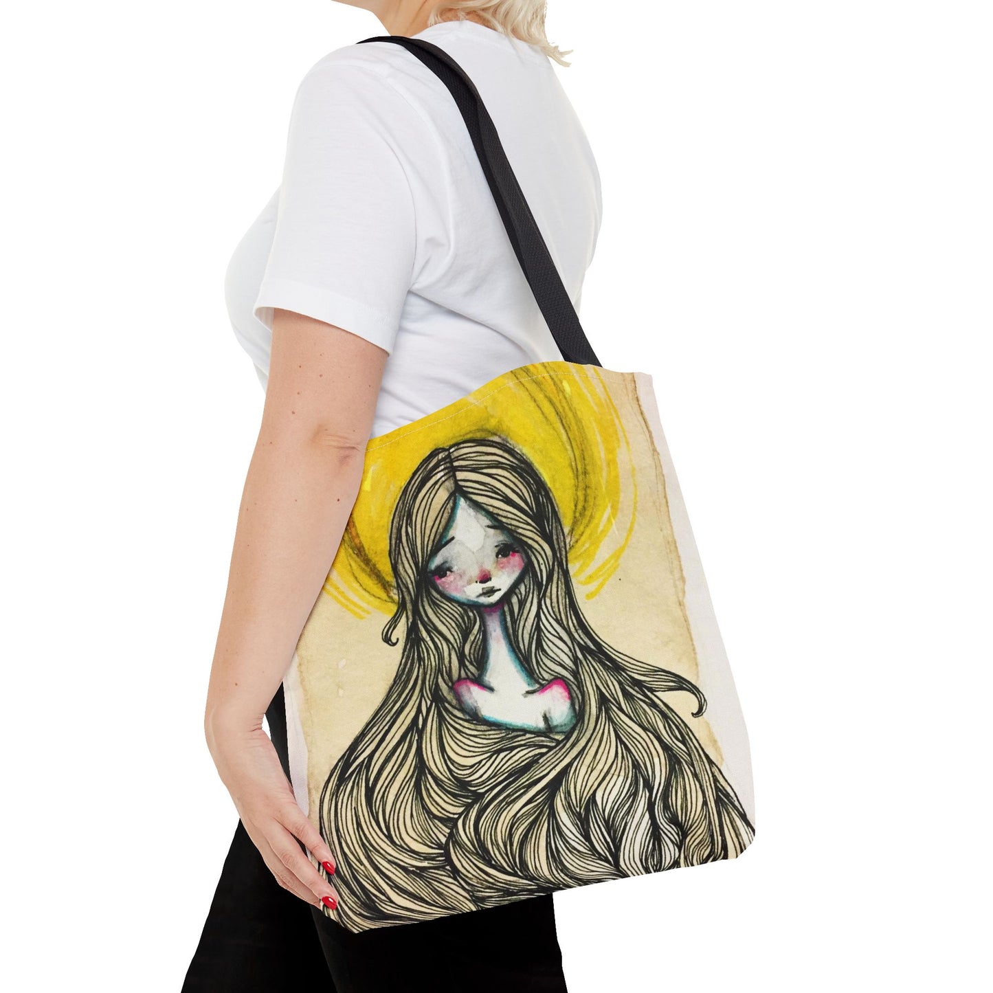 Saint Agatha of Sicily Tote - Hand-Drawn Catholic Art - Prayer Bag | Christian Devotional Tote | Sanctified Solocosmo Religious Tote