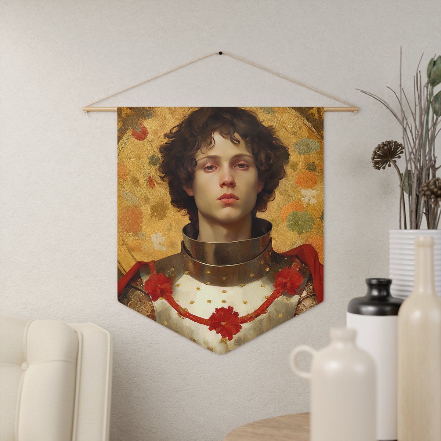 Saint Martin of Tours Wall Banner / Wall Hanging - Prayer room art - Catholic Home Art - Large Saint Art for your home - 18" x 21"
