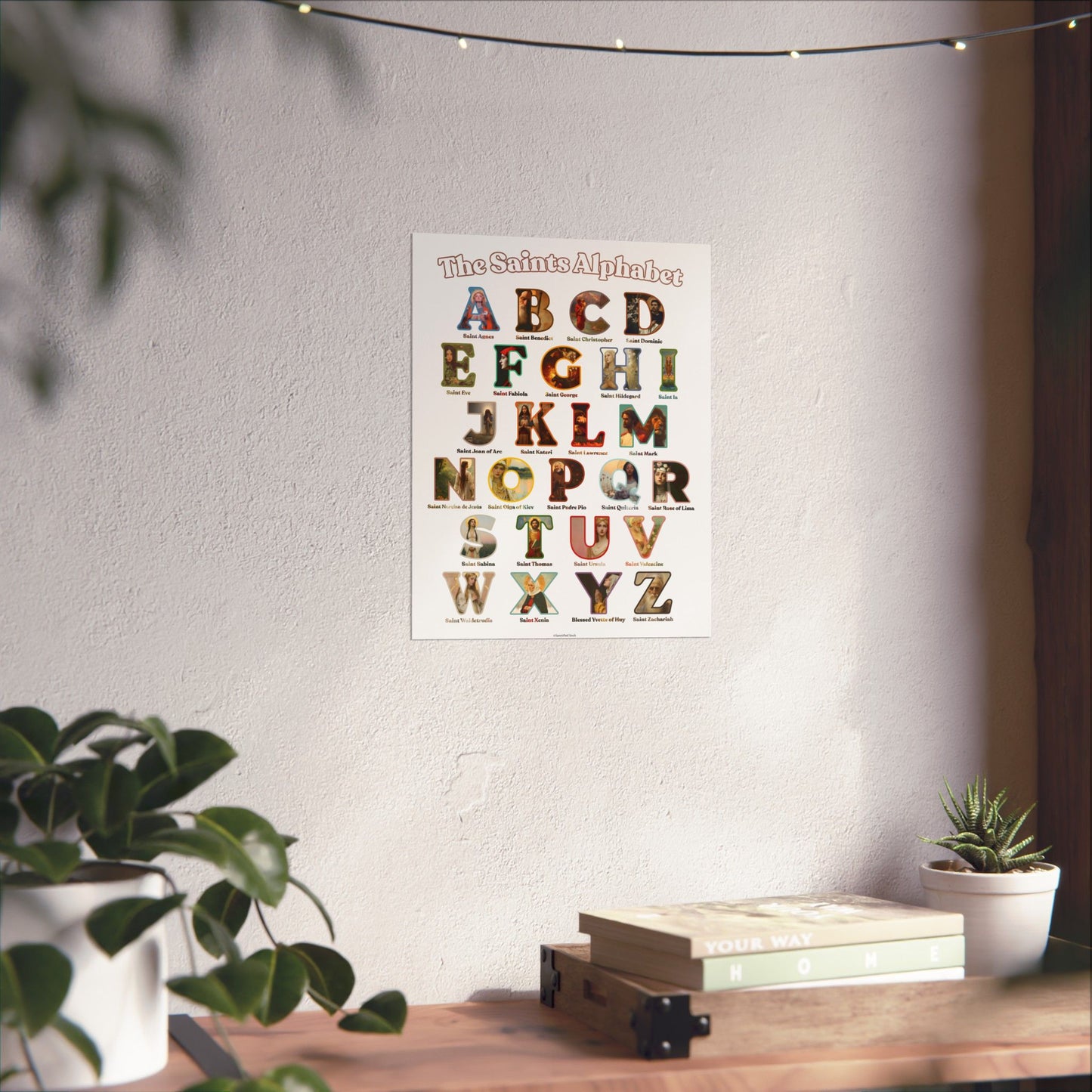 Catholic Saints ABC Print - Alphabet Poster - A to Z Saints Wall Art - Catholic Saints Chart- Classroom / Homeschool - Saints of the Church
