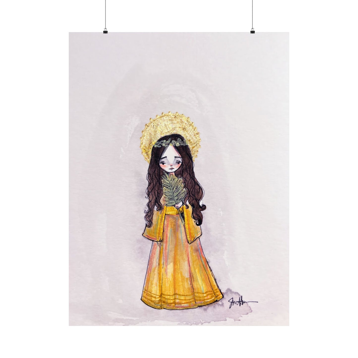Saint Charity Poster - Hand-Drawn Art | Catholic Art Print | Faith Hope and Charity Youngest Sister | Devotional Wall Art