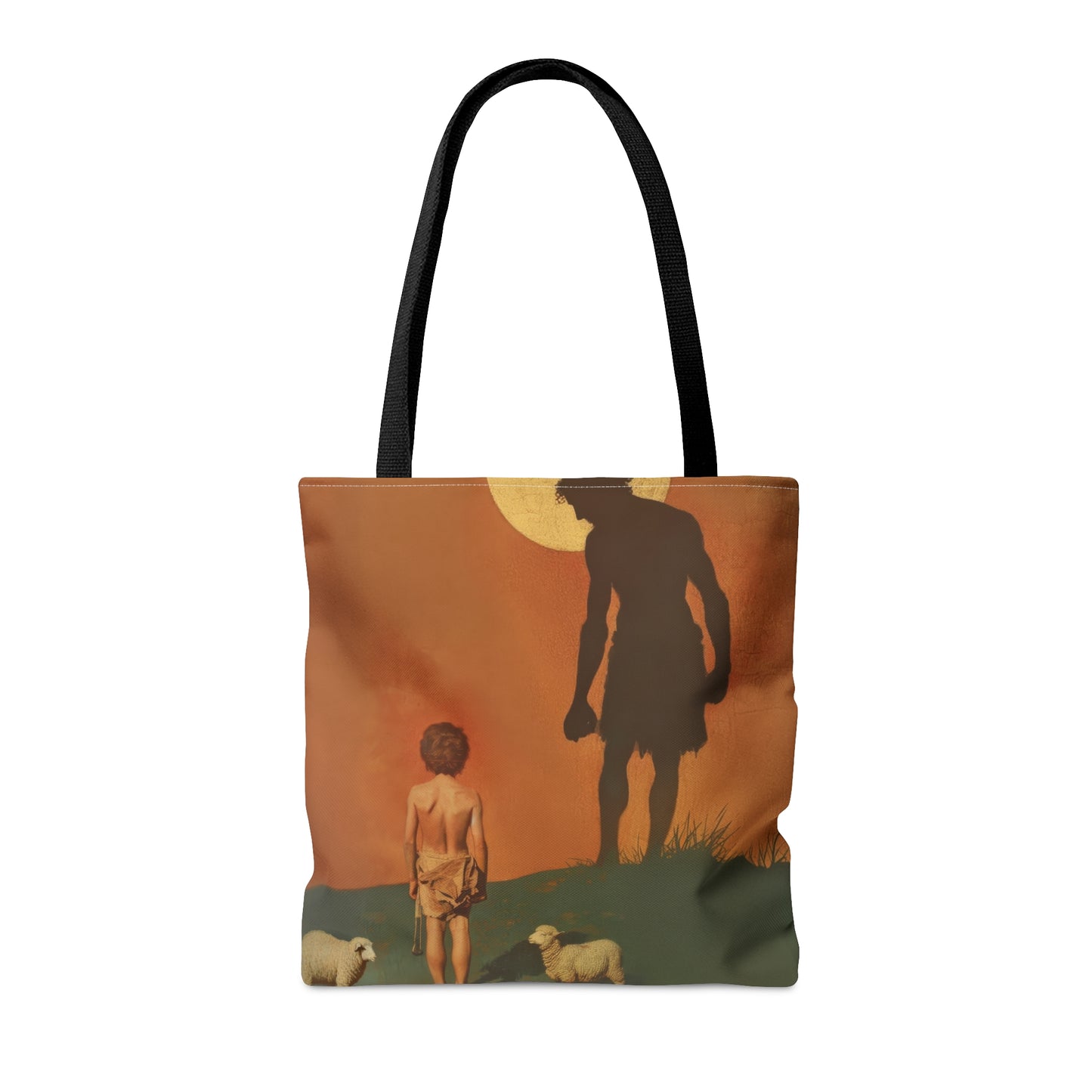The Victor Had No Sword - David and Goliath  Tote Bag - Large Medium Small Faith Art Bag - Bible Study Faith Purse - Double Sided