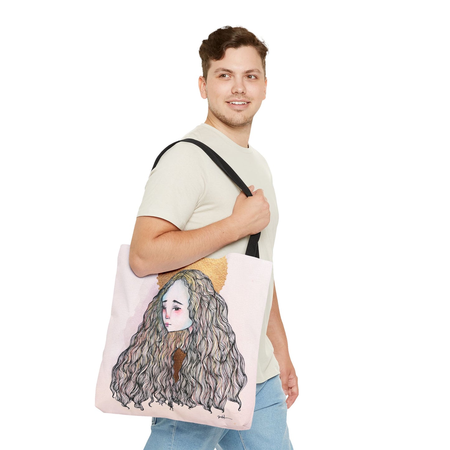 Saint Philomena Tote - Hand-Drawn Catholic Art - Prayer Bag | Christian Devotional Tote | Sanctified Solocosmo Religious Tote