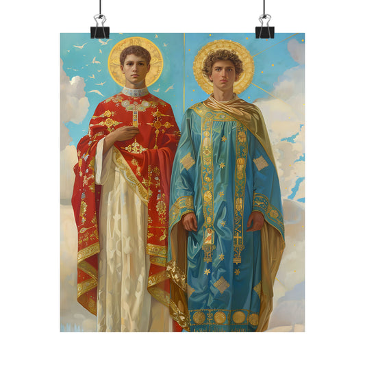 Saints Faustinus and Jovita - Sanctified Souls Print - Multiple Sizes - Premium Matte Vertical Posters - Catholic Art for the home
