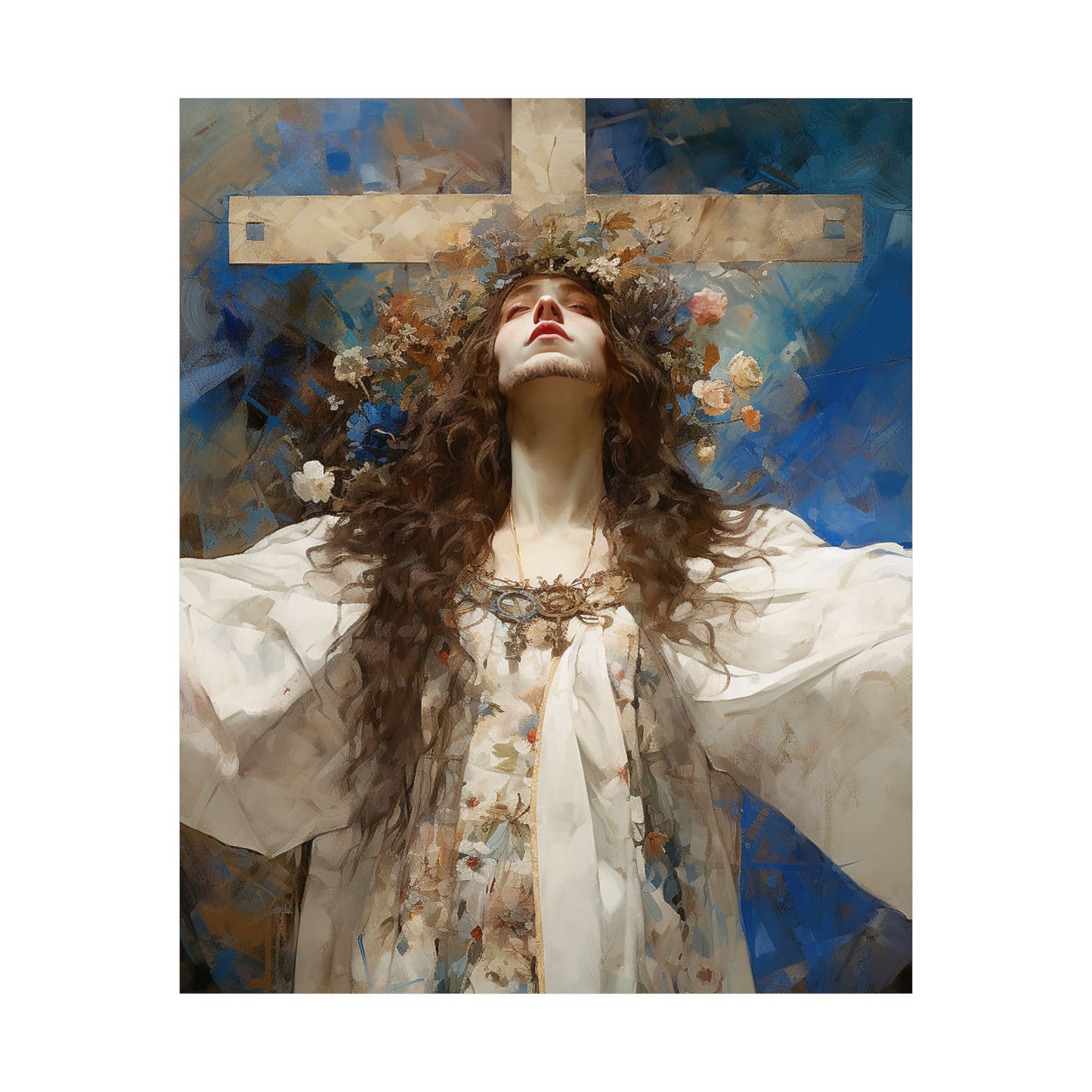 Saint Wilgefortis - Sanctified Souls Print - Multiple Sizes - Premium Matte Vertical Posters - The Bearded Virgin Martyr