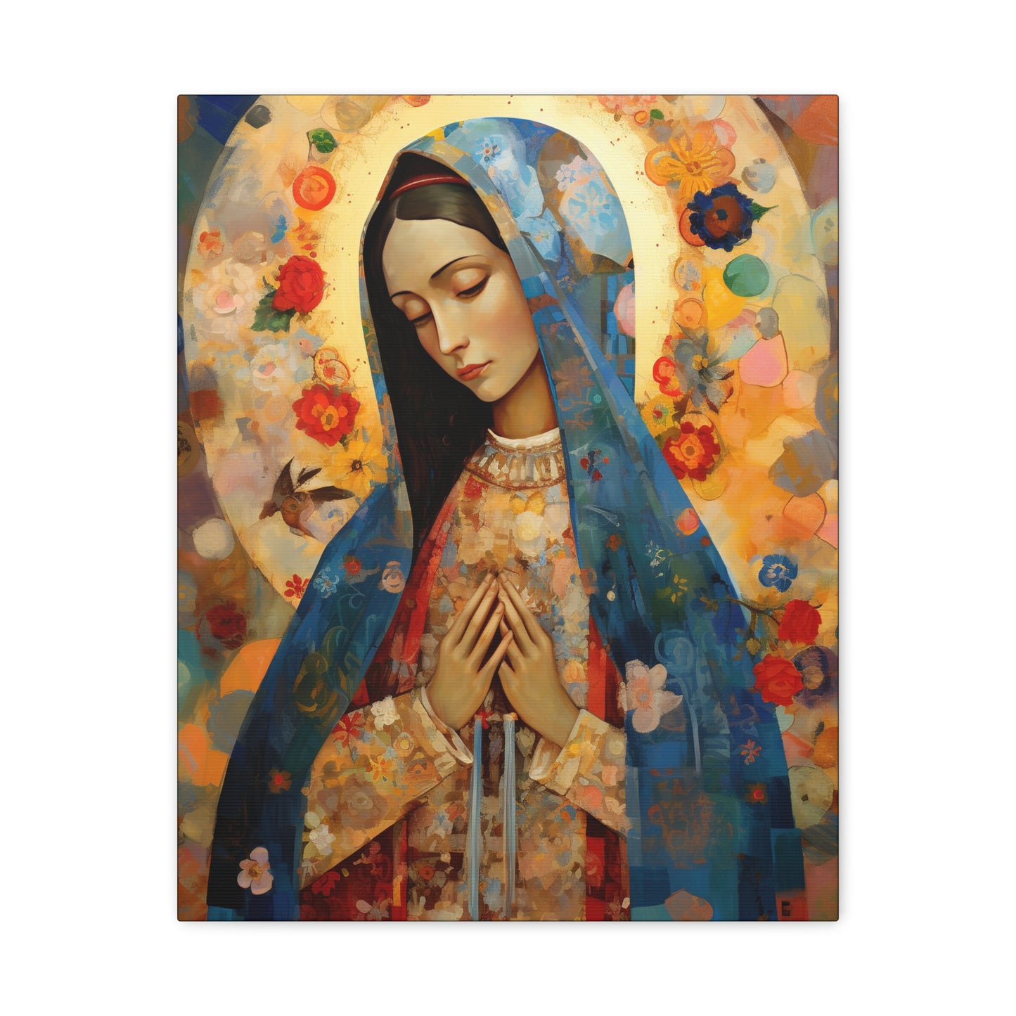 Mary's Silent Blessing - Museum Wrapped Canvas - Sanctified Souls Print - Religious Art for your Home - The Virgin Mary