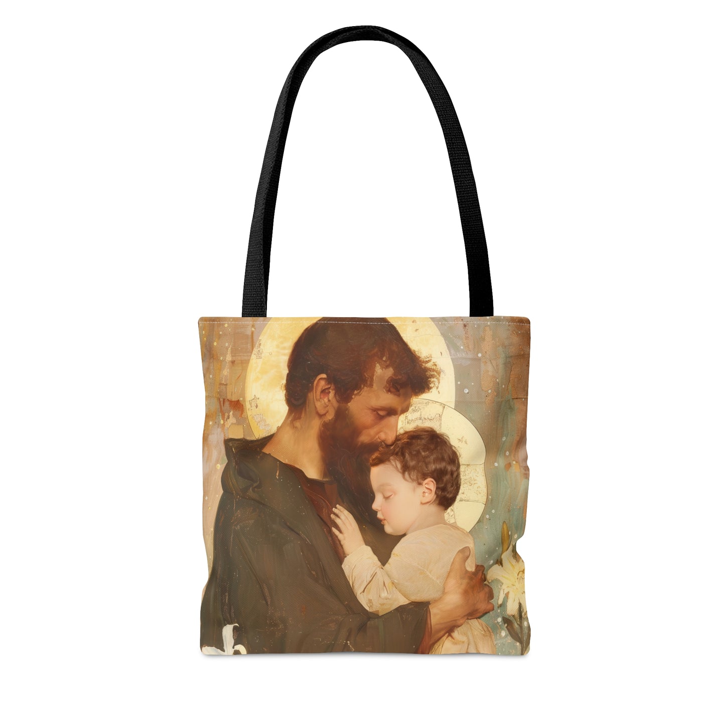 Saint Joseph and Jesus Tote Bag - Large Medium Small Faith Art Bag - Catholic Faith Purse - Double Sided - Religious Art - Christ Child