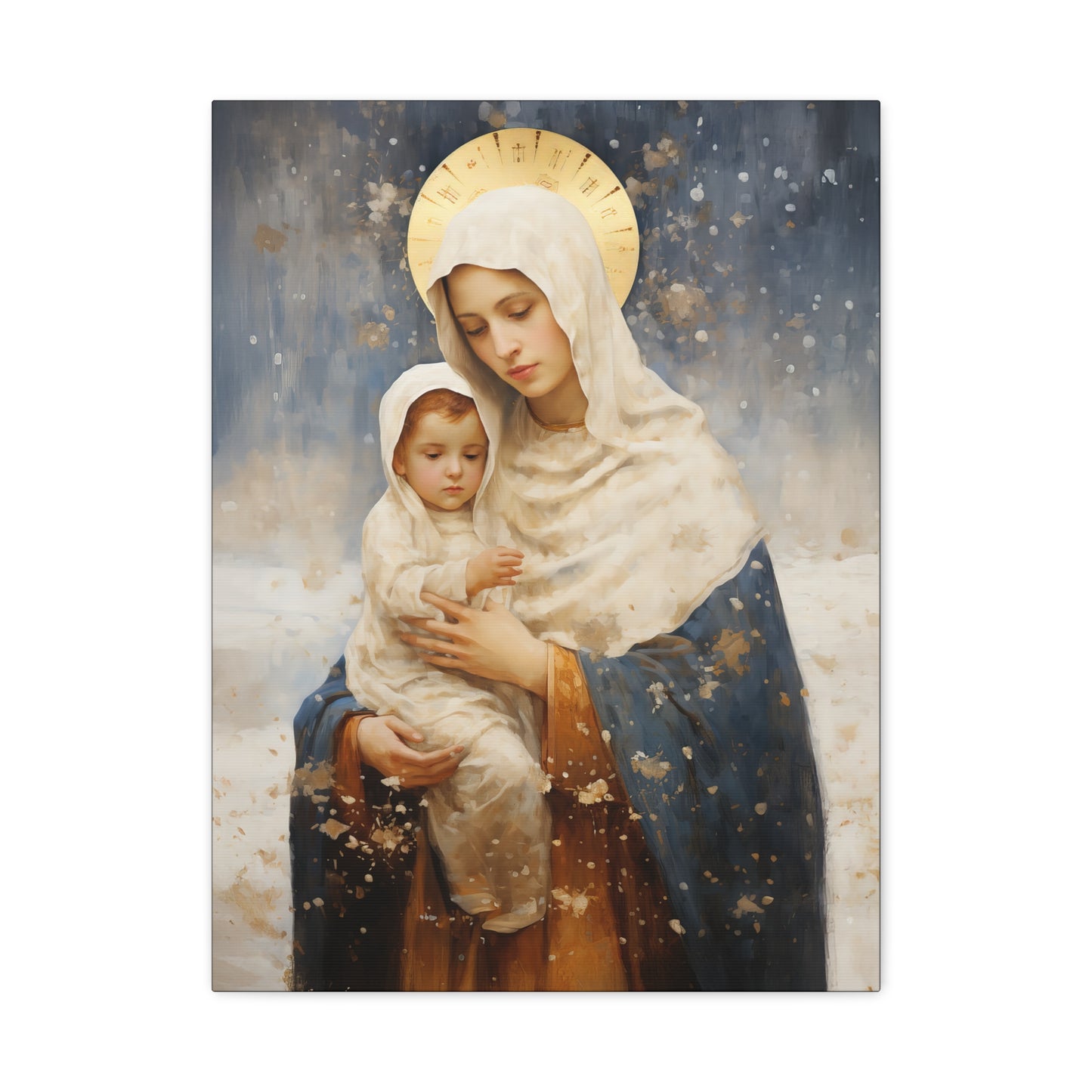 Winter's Grace : Our Lady of the Snows Canvas Print - Multiple Sizes - Catholic Home art - Gallery Wrapped Canvas - Sanctified Souls Print