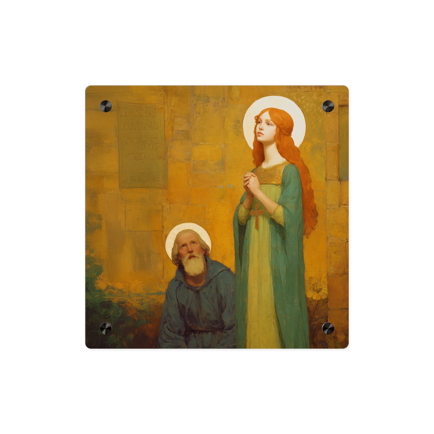 Saints Cyprian and Justina Wall Art Panel - Ready to Hang Acrylic Print - Catholic Saint Art - Patron Saint Print - Martyr Art