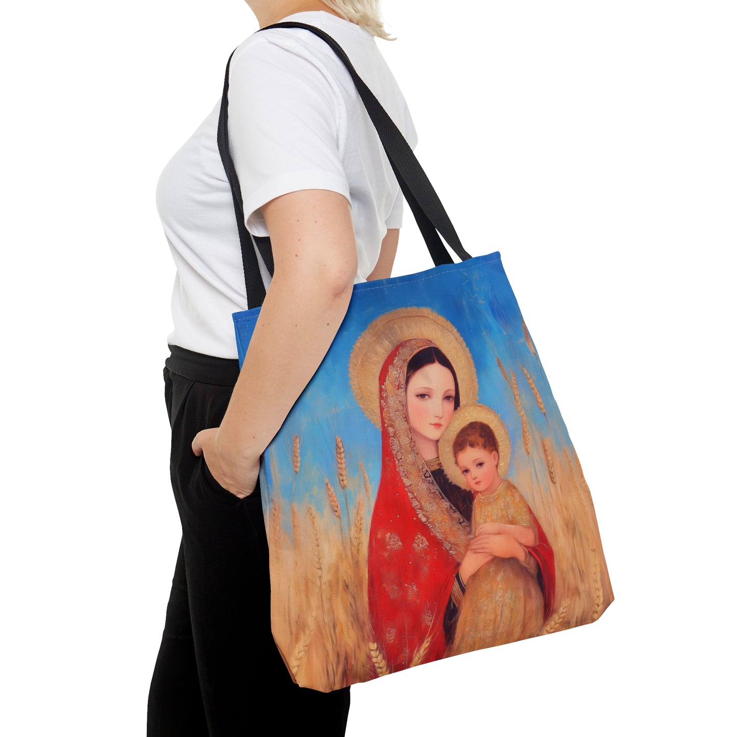 Our Lady of the Harvest - Tote Bag - Large Medium Small Faith Art Bag - Bible Study Faith Purse - Double Sided
