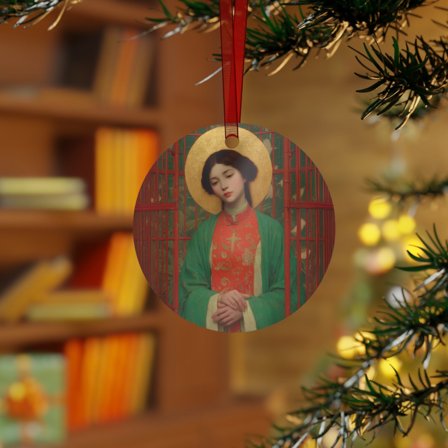 Saint Agnes Tsao Kou Ying Metal Ornament - Religious Holiday Christmas Ornament and Keepsake - Prayer Ornament