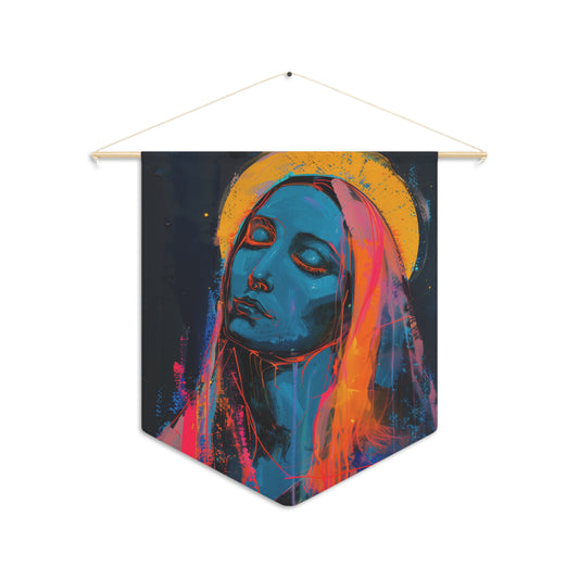 Mary, Mother of God - Mother of Eternal Wisdom Pennant / Banner / Wall Hanging - Prayer room art - 18" x 21" - Catholic Gift