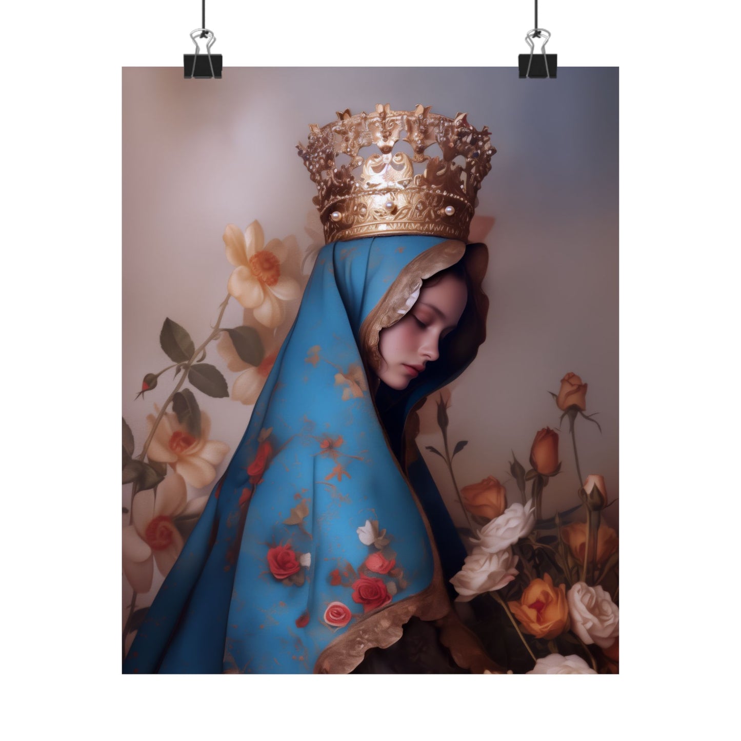 Our Lady of the Roses - Sanctified Souls Print - Multiple Sizes - Premium Matte Vertical Posters - Mother Mary Print