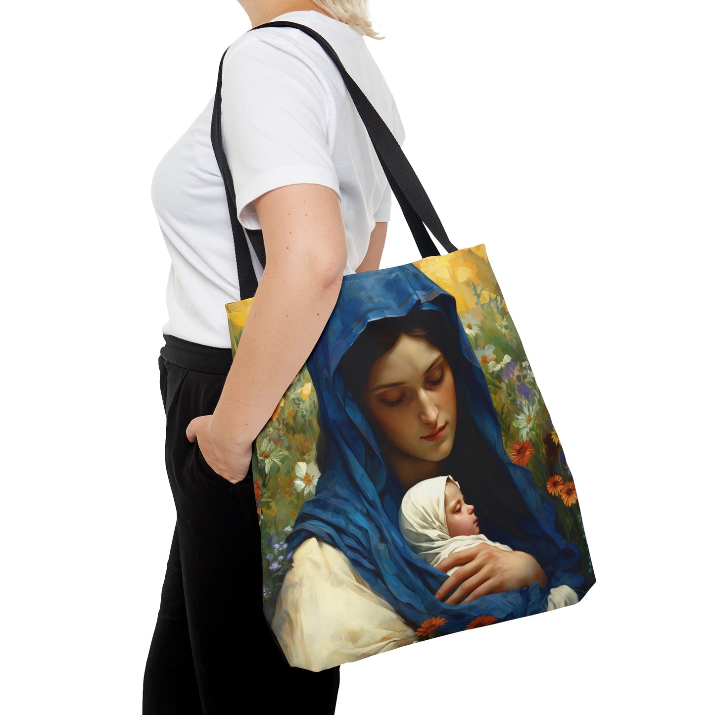 Graceful Maternity : The Virgin Mary and the Infant Savior Tote Bag - Catholic faith inspired carry-all purse - day to day bag Double Sided