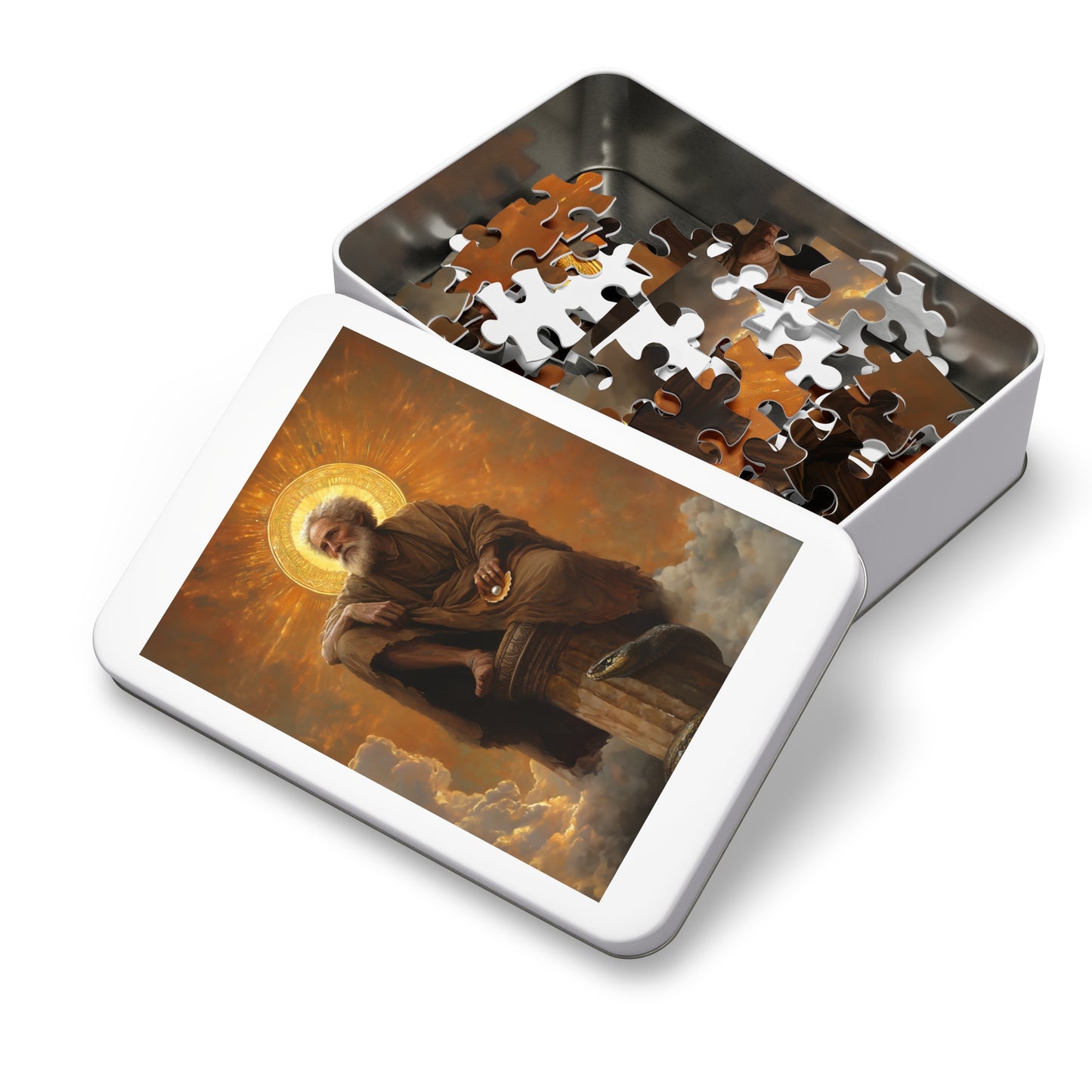 Saint Simeon Stylites - Puzzle and Keepsake Tin - Religious (30, 110, 252, 500,1000) - Religious Puzzle - Gifts for Catholic Families