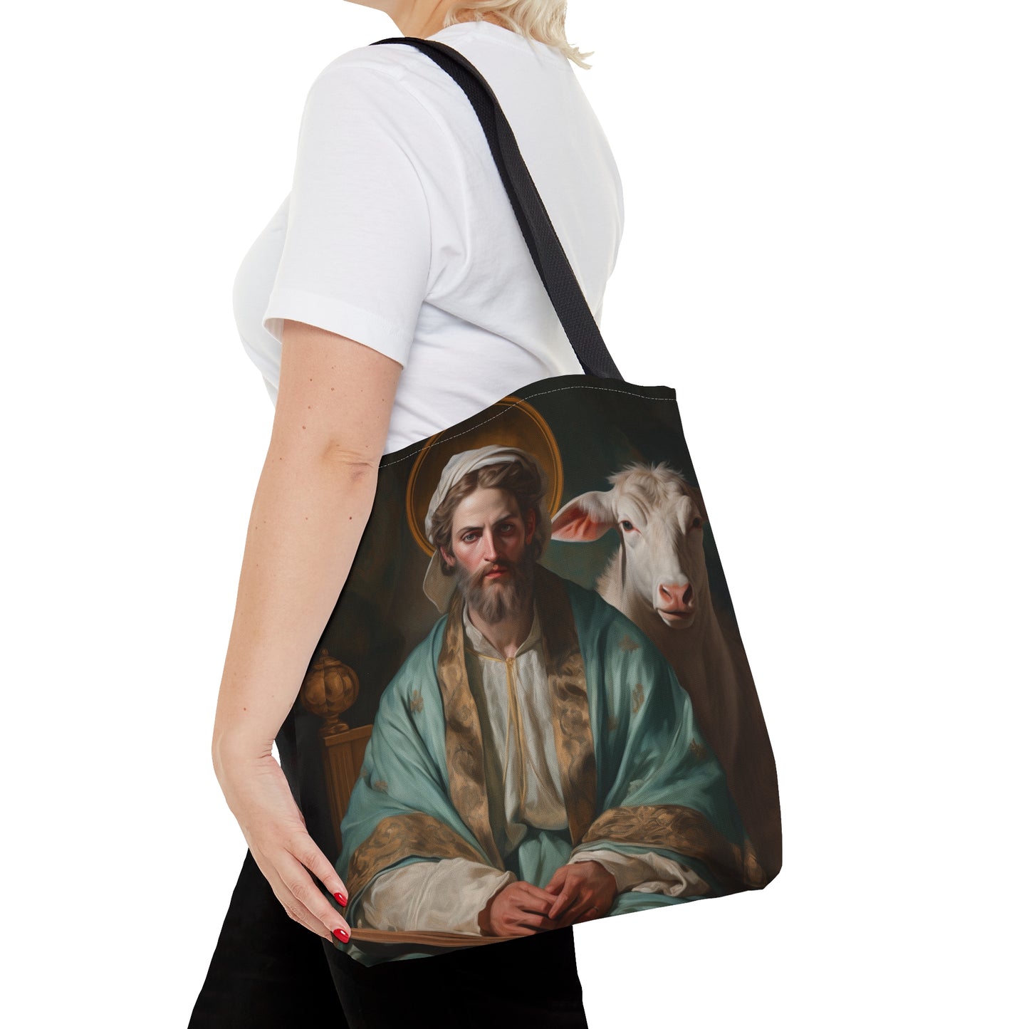 Saint Luke the Evangelist Tote Bag - Large Medium Small Faith Art Bag - Re usable Tote Purse - Double Sided - Catholic Art Bag