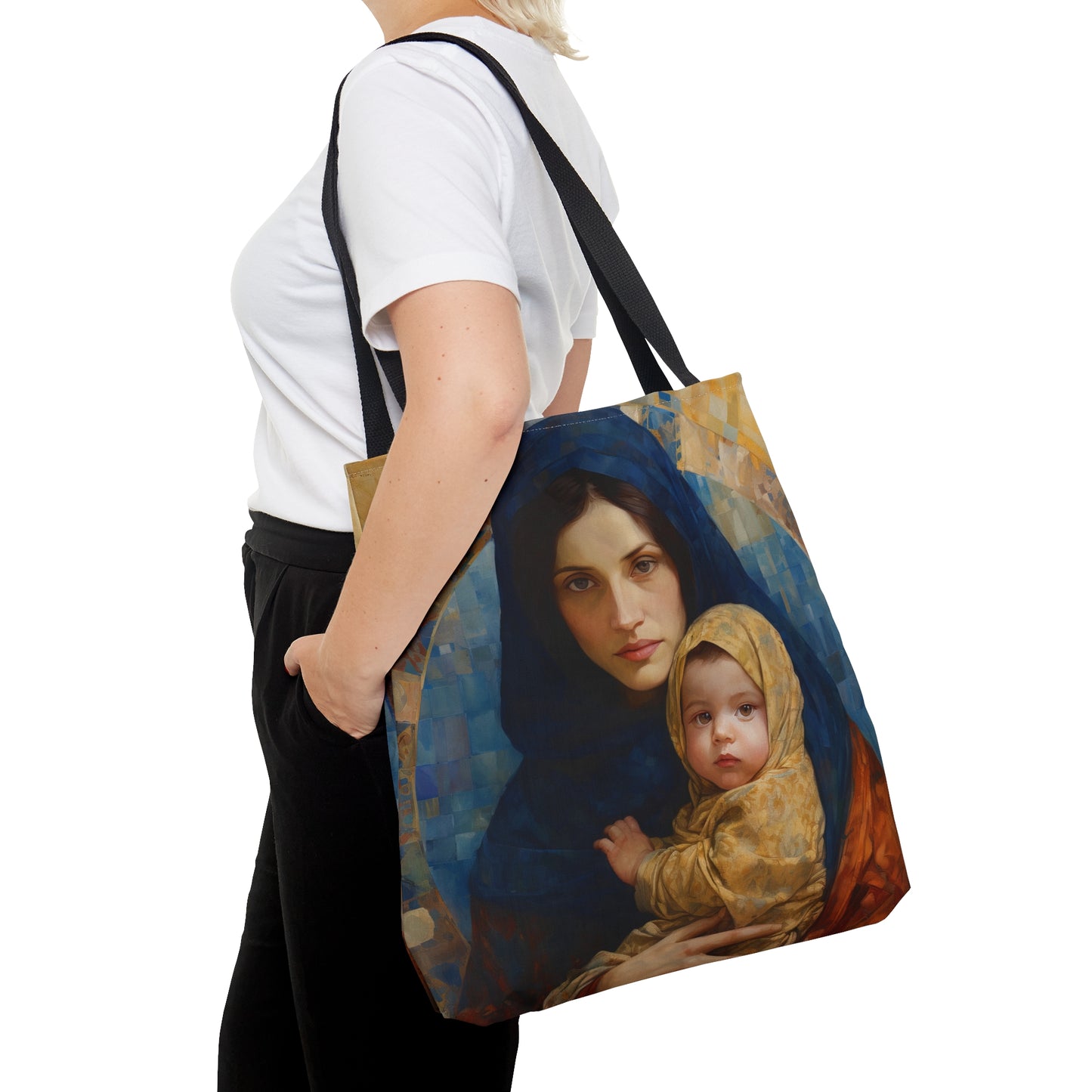 Maternal Seraph - Virgin Mary and Infant Jesus Tote Bag - Large Medium Small Faith Art Bag - Re usable Tote Purse - Catholic Art Bag