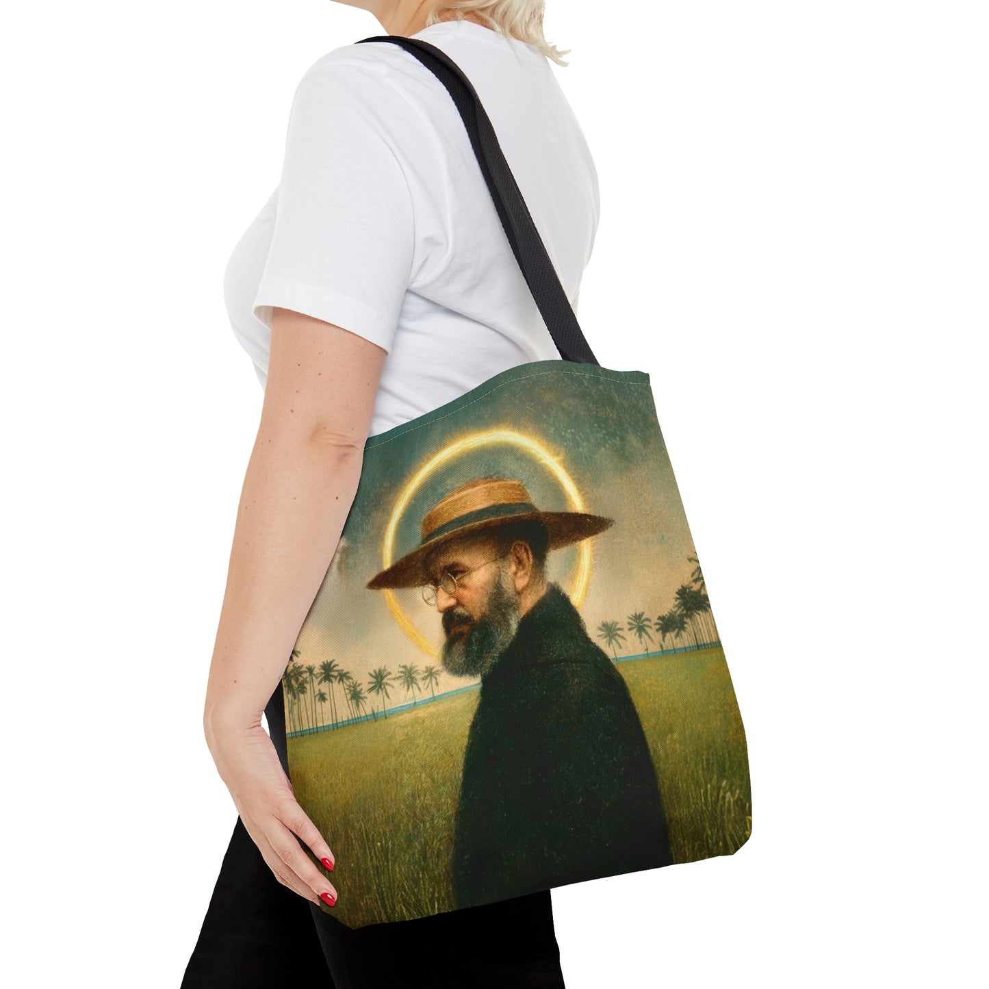 Saint Damien of Molokai Tote Bag - Large Medium Small Faith Art Bag - Catholic Faith Purse - Double Sided