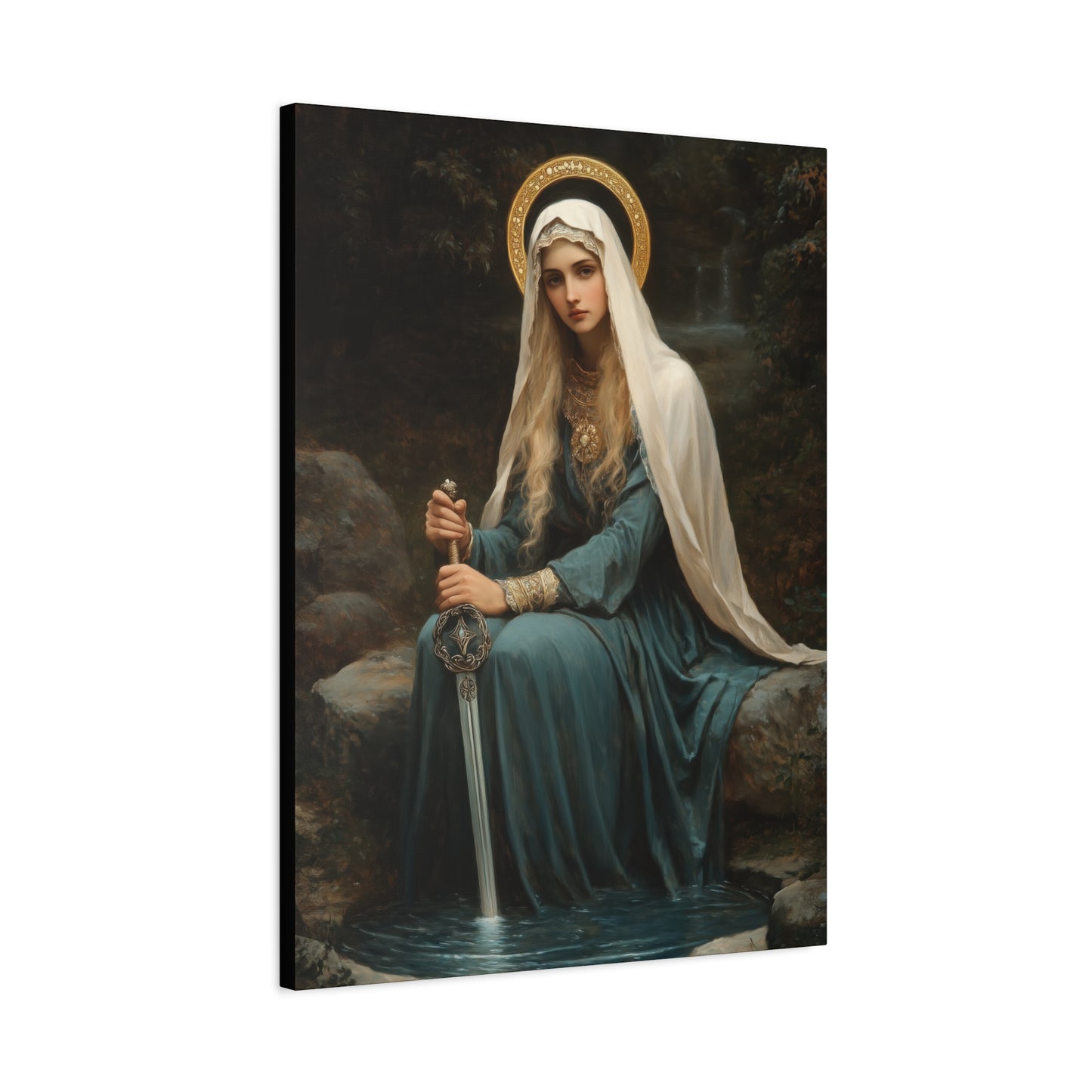 Saint Winifred - Museum Wrapped Canvas - Print - Religious Art for your Home - Christian print - Prayer Room Art - Catholic