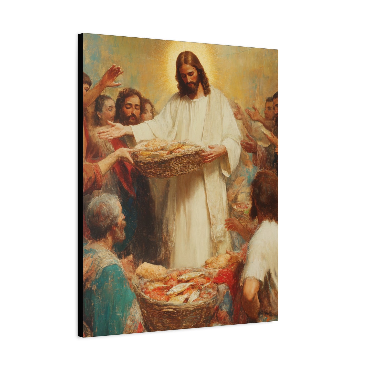 The Quiet Multiplication of Love : Loaves and Fishes - Gallery Wrapped Canvas - Print - Religious Art for your Home - Catholic Art