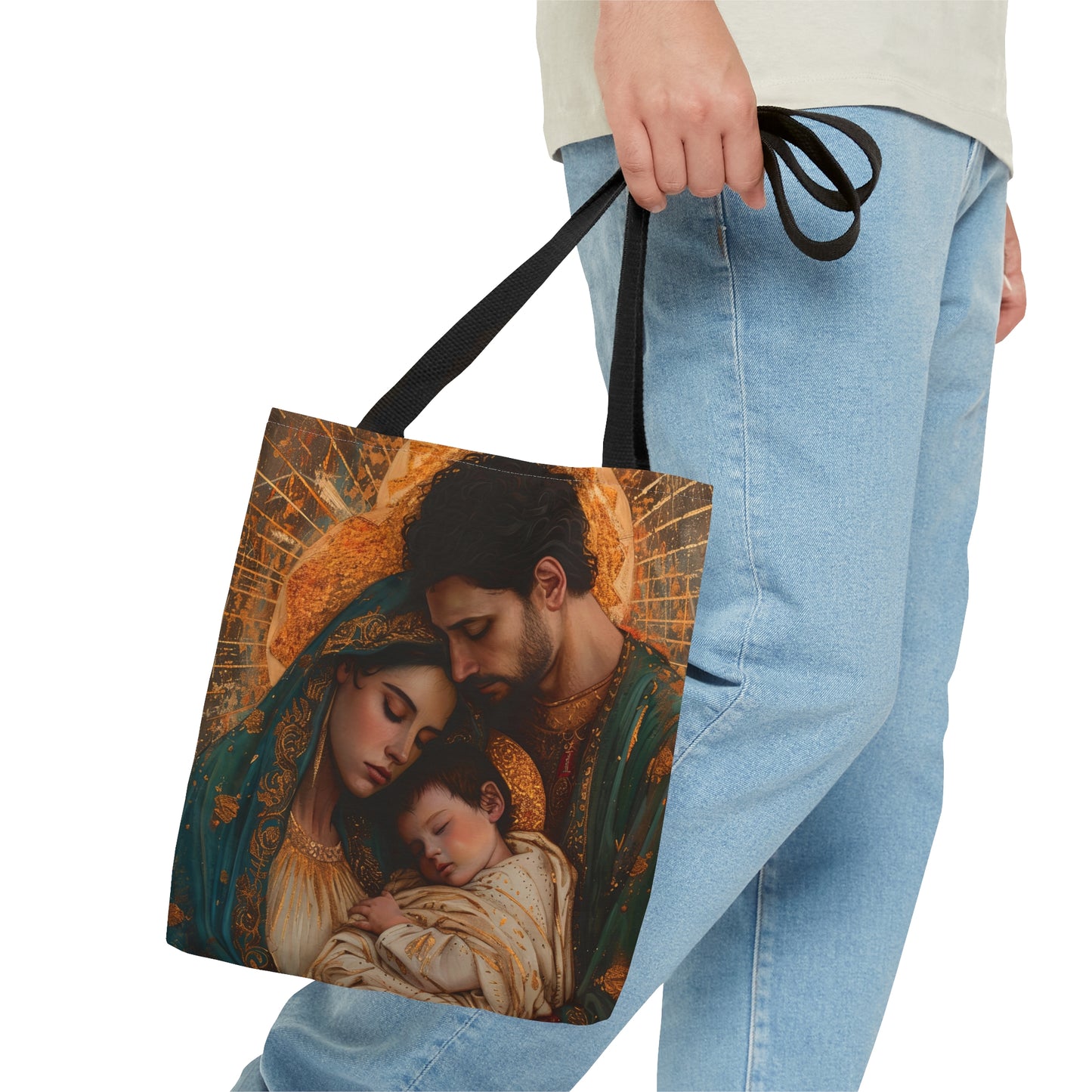 Divine Harmony - The Holy Family Tote Bag - Purse - Three sizes - Large Medium Small Art Bag - Catholic faith carry-all purse - Double Sided