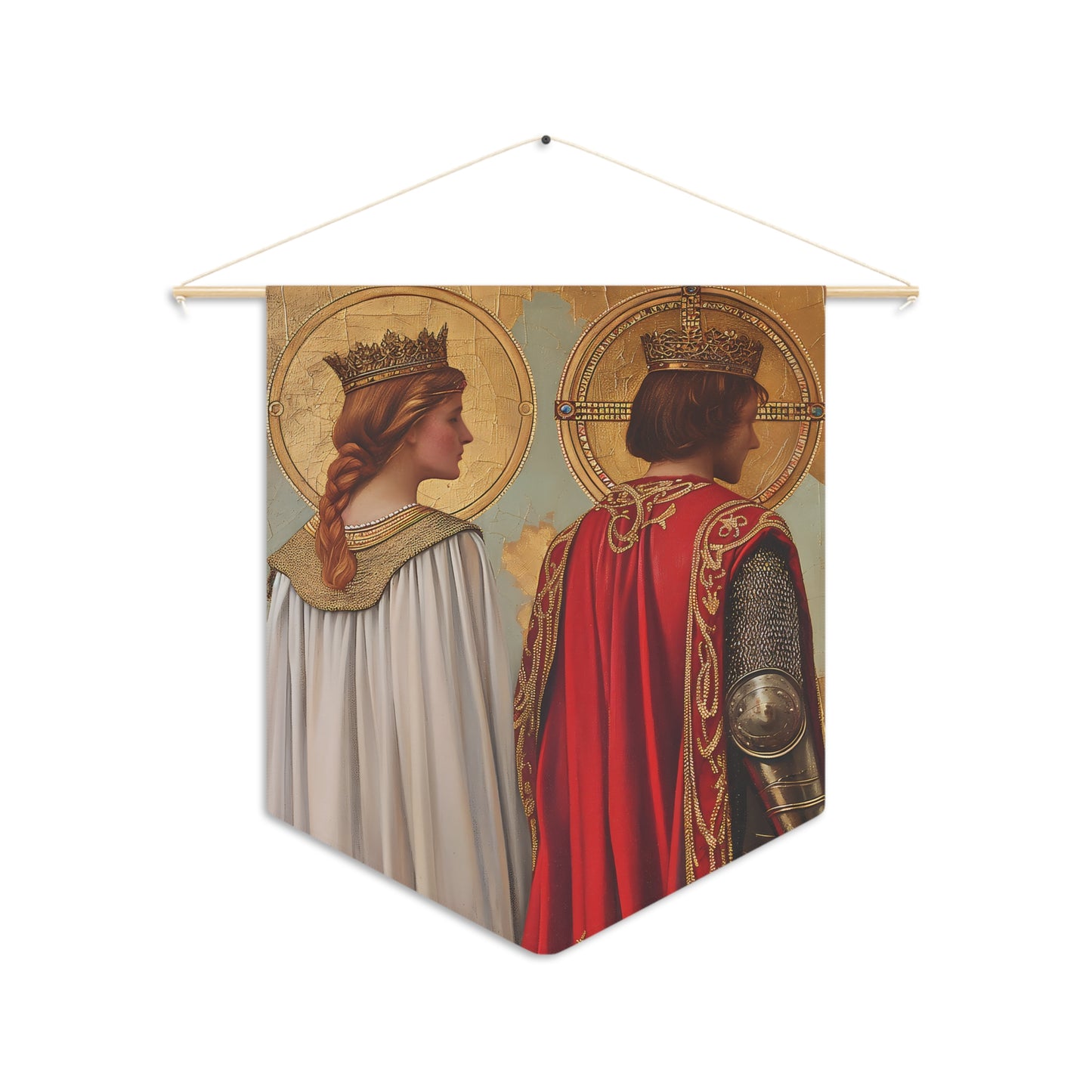 Saint Gwladys and Saint Gwynlly  Pennant / Banner / Wall Hanging - Prayer room art - 18" x 21" - Catholic prayer Religious Christian Gift