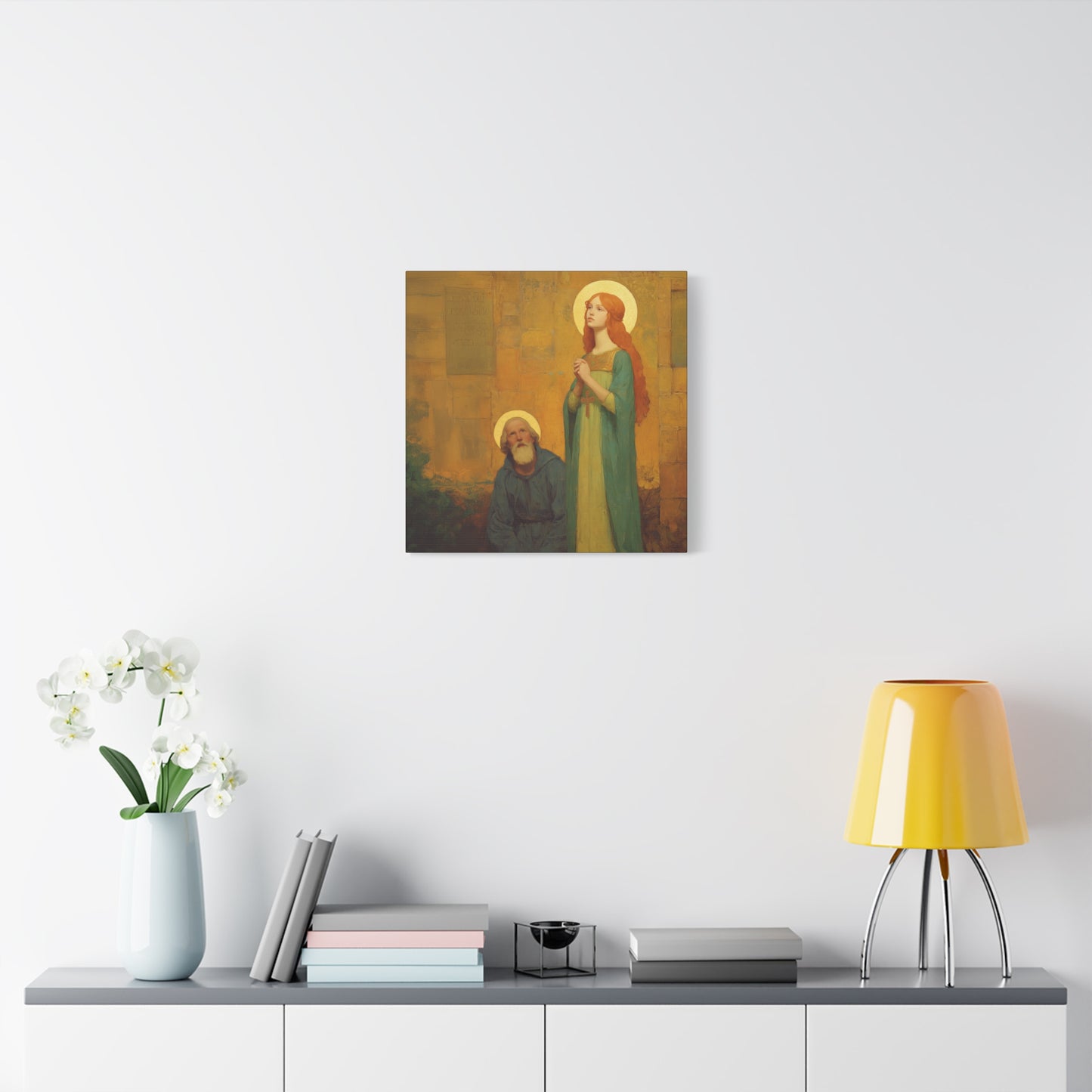 Saints Justina and Cyprian - Multiple Sizes - Catholic Home art - Museum Wrapped Canvas - Sanctified Souls Print - Catholic Martyr Art