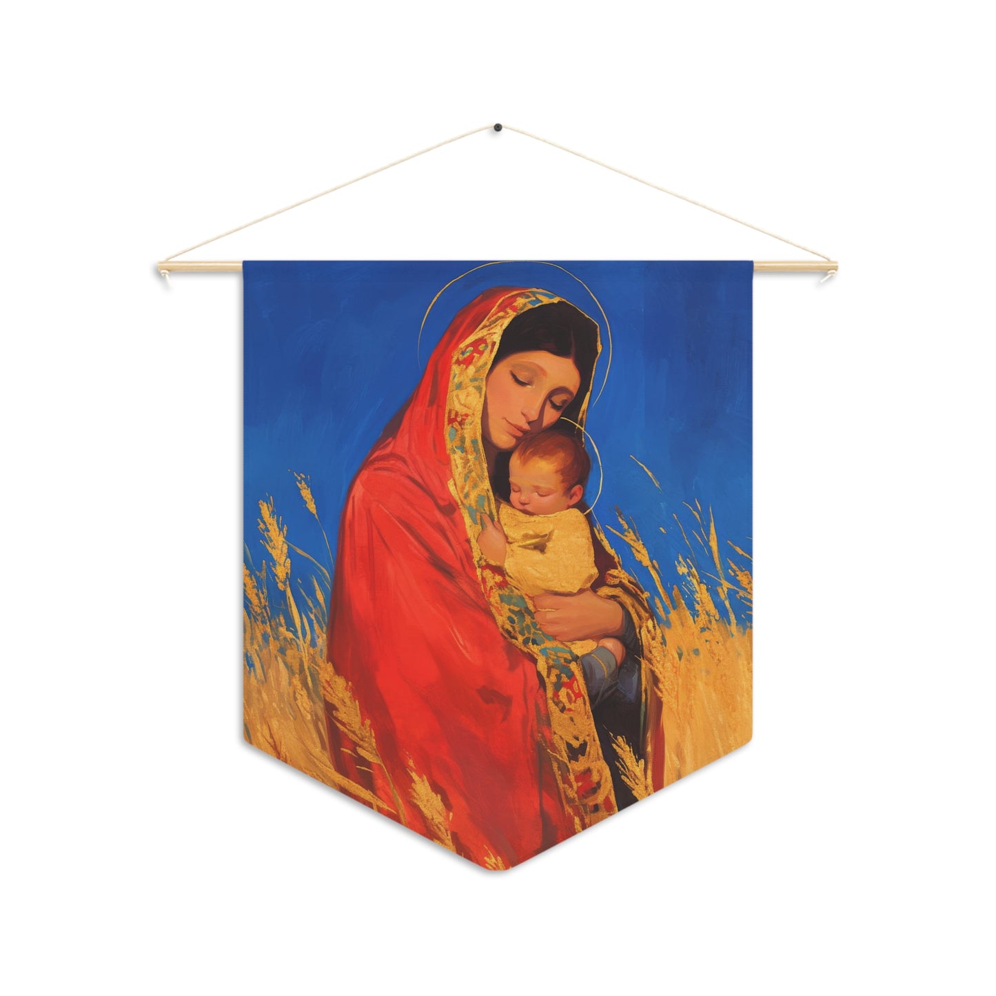 Our Lady of the Harvest Pennant / Banner / Wall Hanging - Prayer room art - 18" x 21" - Catholic - Large Banner