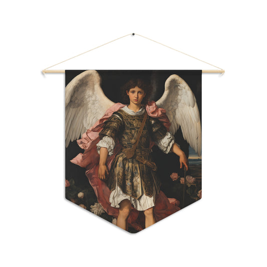 Saint Raphael the Archangel Wall Banner / Wall Hanging - Our Lady of Guadalupe - Catholic Home Art - Saint Art for your home - 18" x 21"