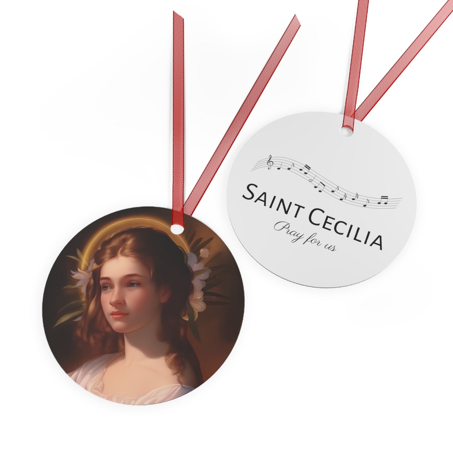 Saint Cecilia Metal Ornament - Religious Holiday Christmas Keepsake - Catholic Ornament - Christmas