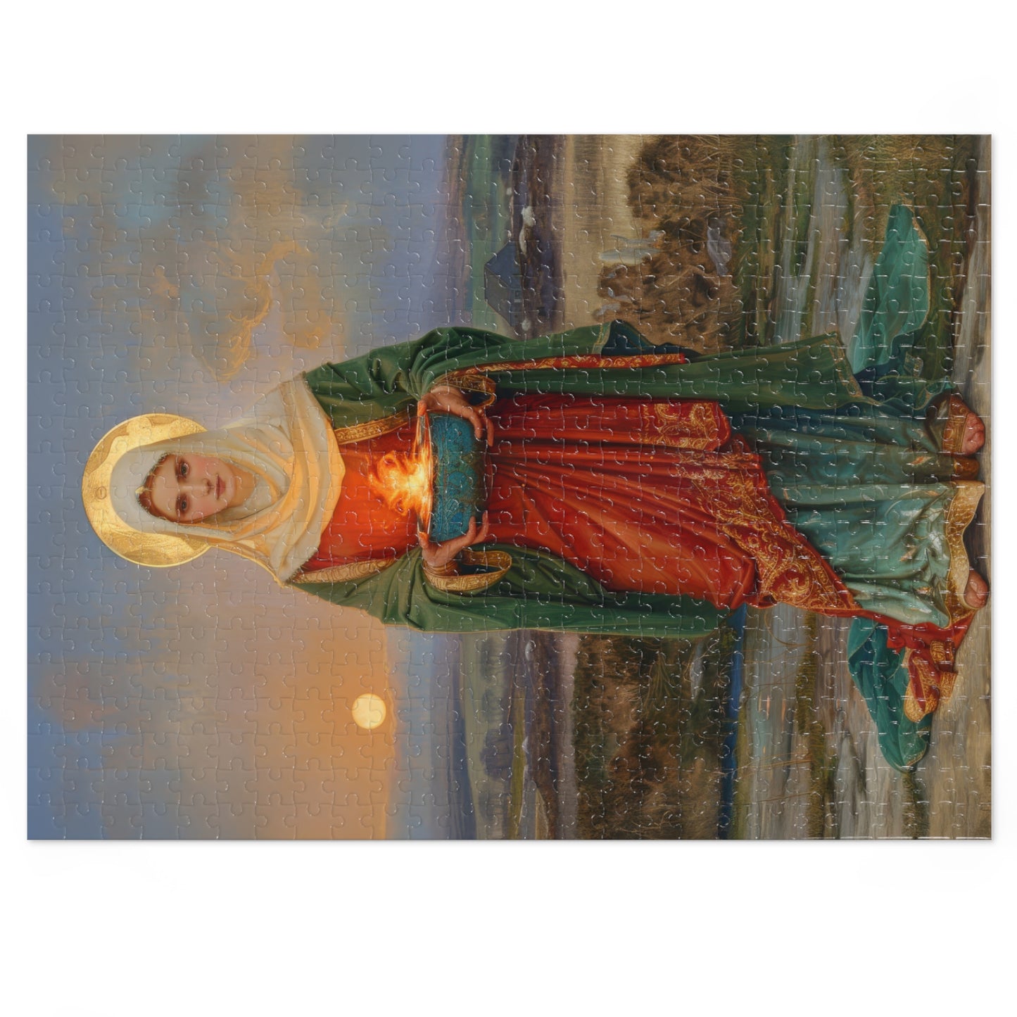 Saint Brigid of Ireland / Kildare - Puzzle and Keepsake Tin - Religious (30, 110, 252, 500,1000) - Religious Puzzle - Gifts for Catholics