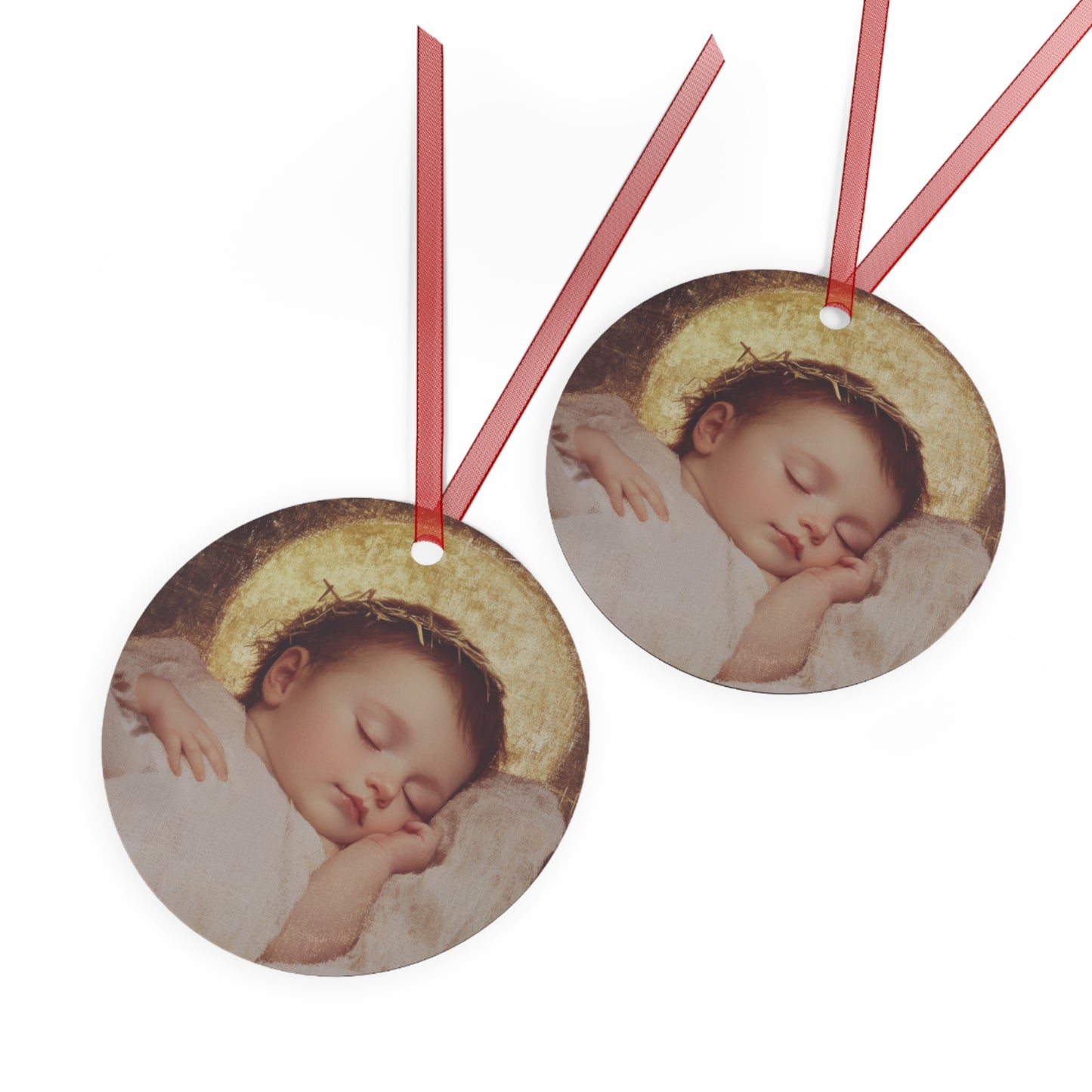 The Christ Child Born Into the Quiet of the World - Metal Ornament - Religious Holiday Christmas Ornament and Keepsake
