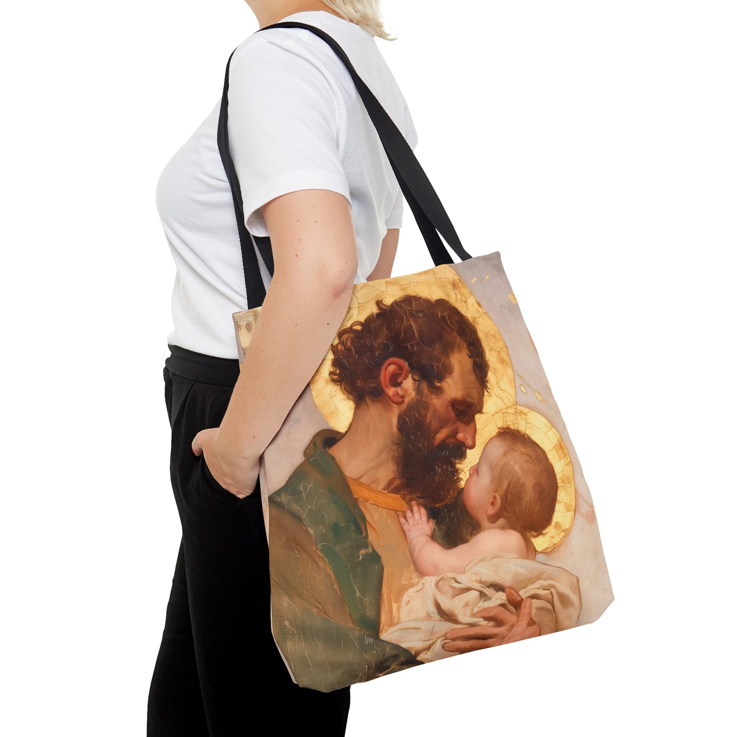 Saint Joseph, Pillar of the Holy Family - Tote Bag - Large Medium Small Faith Art Bag - Catholic Faith Purse - Double Sided