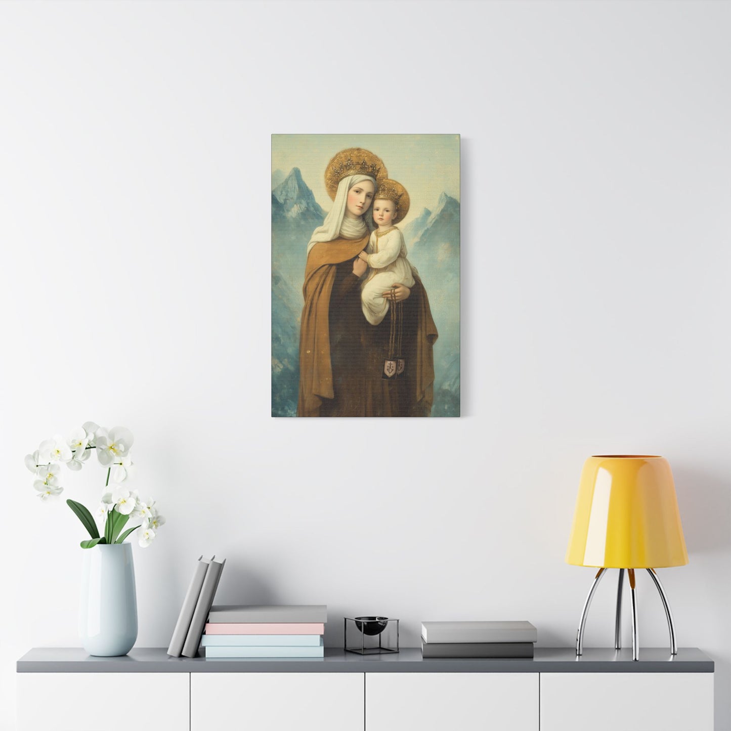 The Gift of the Scapular - Our Lady of Mount Carmel Wrapped Canvas Print - Multiple Sizes - Catholic Home art Matte Canvas, Stretched