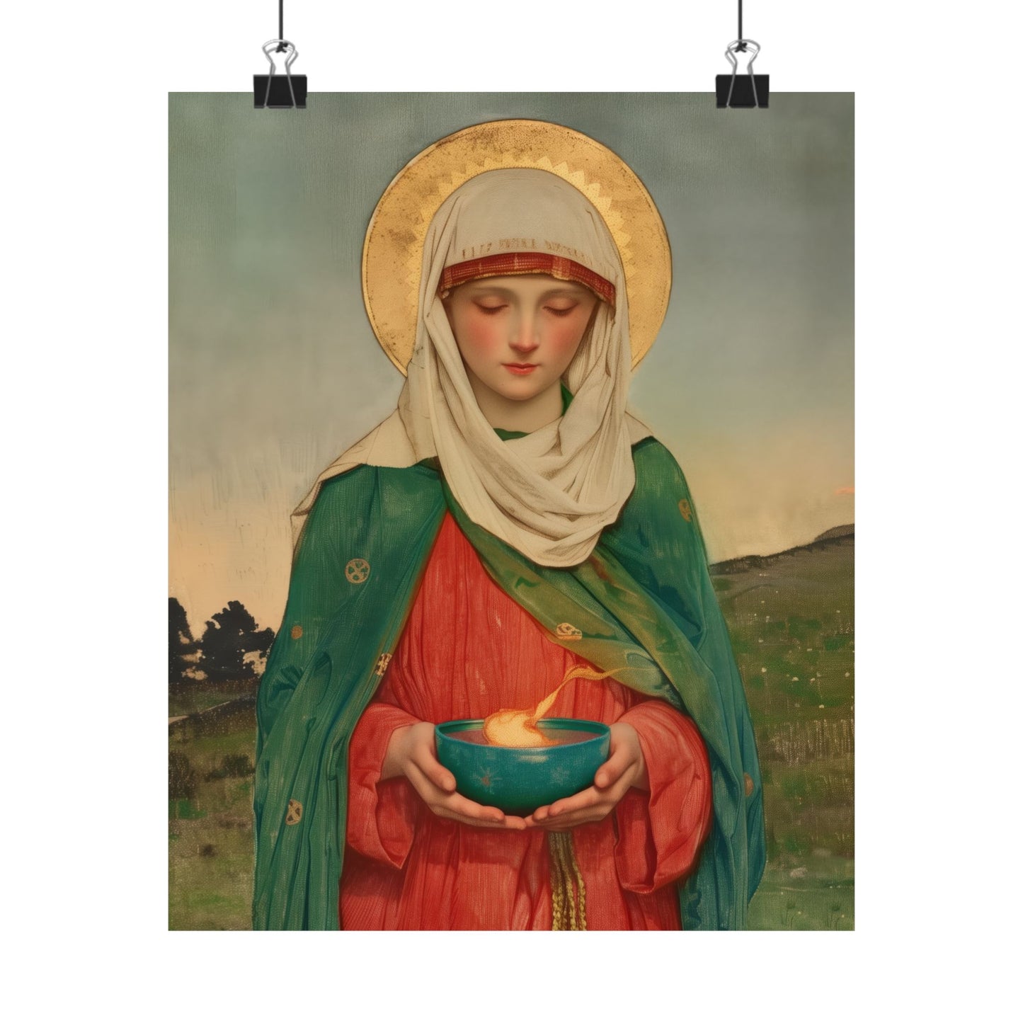 Saint Brigid of Ireland / Kildare - Sanctified Souls Print - Multiple Sizes - Premium Posters - Catholic Art - Christian Home Decor Artwork
