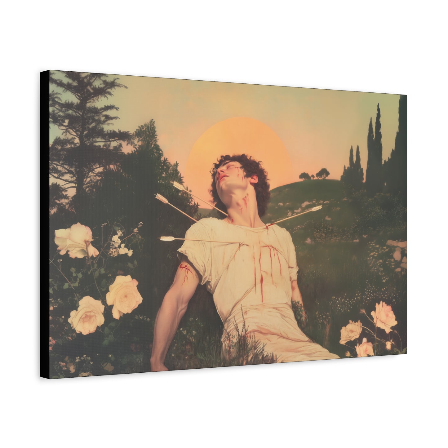Saint Sebastian -  Museum Wrapped Canvas - Sanctified Souls Print - Religious Art for your Home - Catholic Patron Saint Art