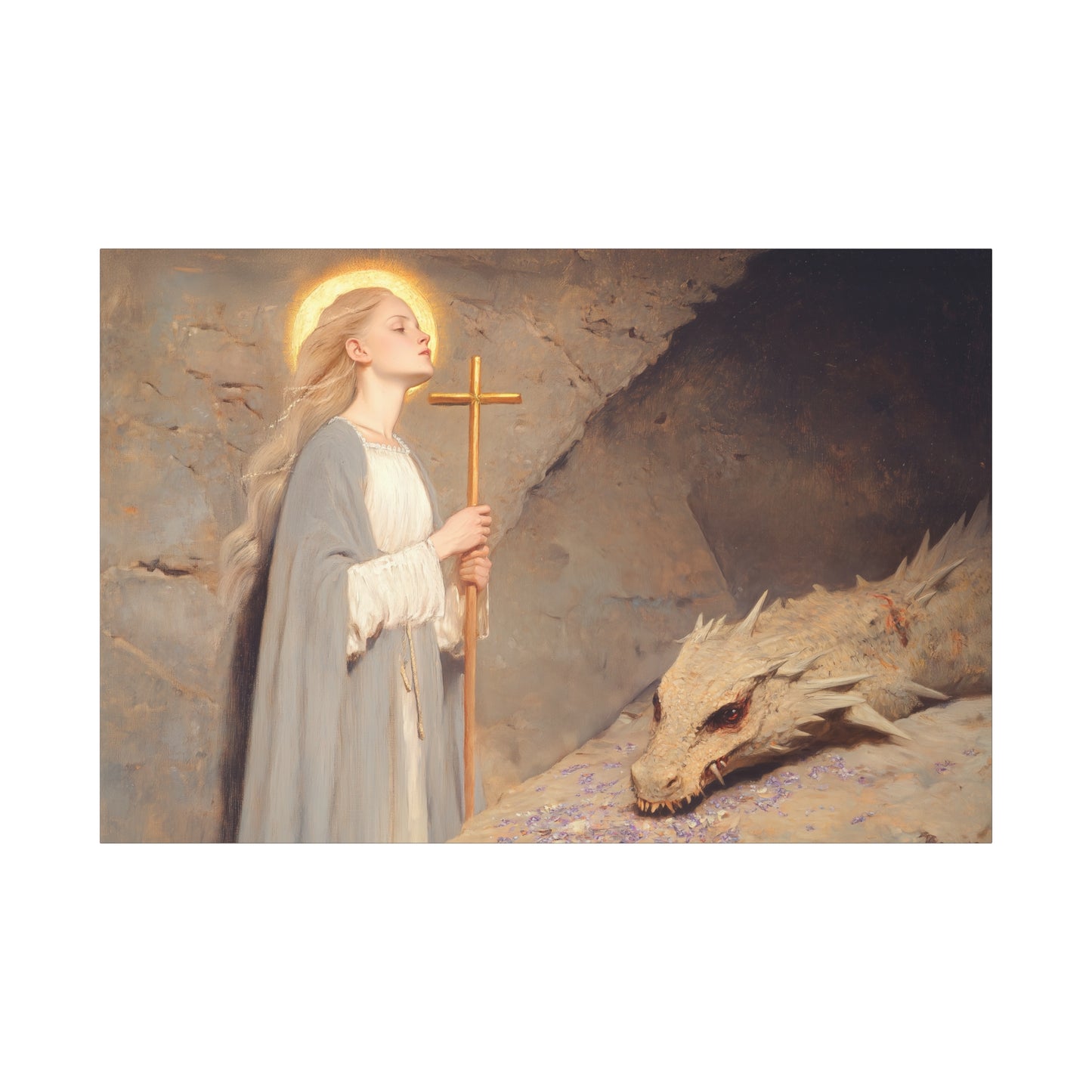 Saint Margaret of Antioch -  Museum Wrapped Canvas - Sanctified Souls Print - Religious Art for your Home - Catholic Patron Saint Art