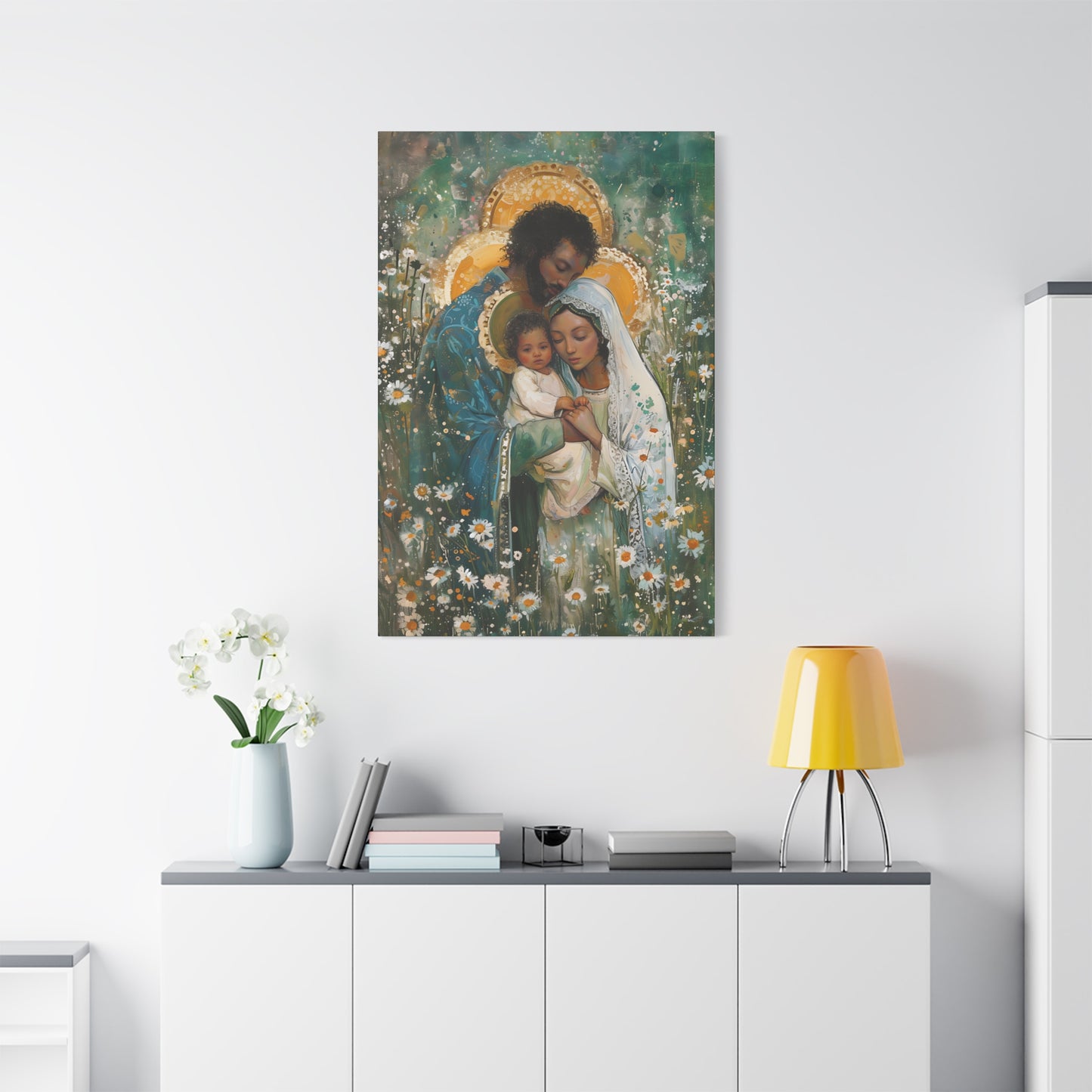 Sacred Sanctuary - Mary, Joseph, and the Infant Jesus  - Museum Wrapped Canvas - Sanctified Souls Print - Religious Art - The Holy Family