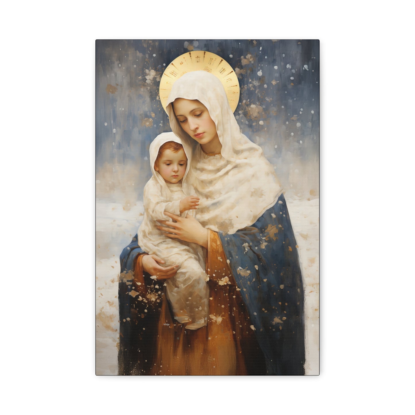 Winter's Grace : Our Lady of the Snows Canvas Print - Multiple Sizes - Catholic Home art - Gallery Wrapped Canvas - Sanctified Souls Print