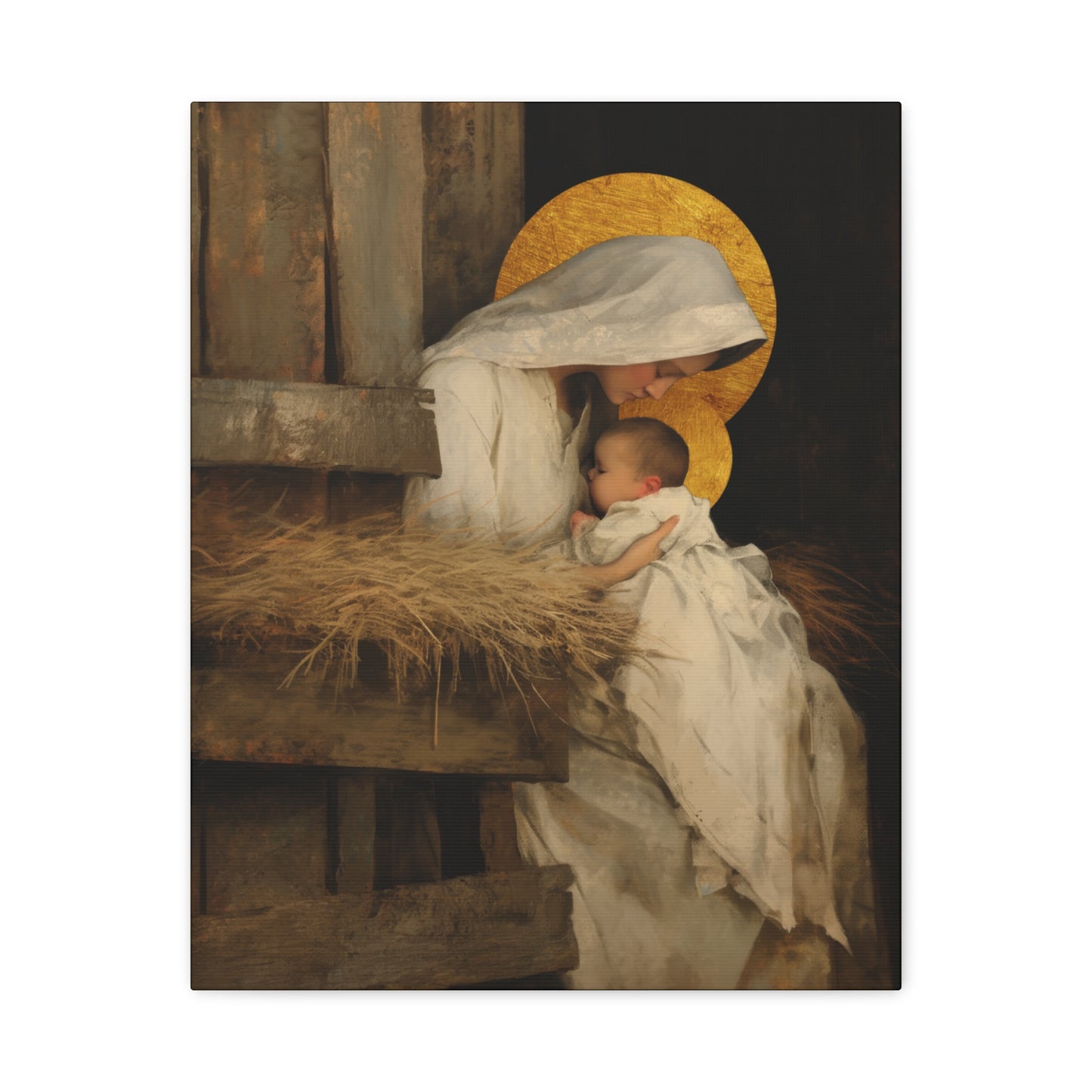 Our Lady of the Manger - Mother Mary and the Christ Child - Gallery Wrapped Canvas - Print - Religious Art for your Home - Catholic